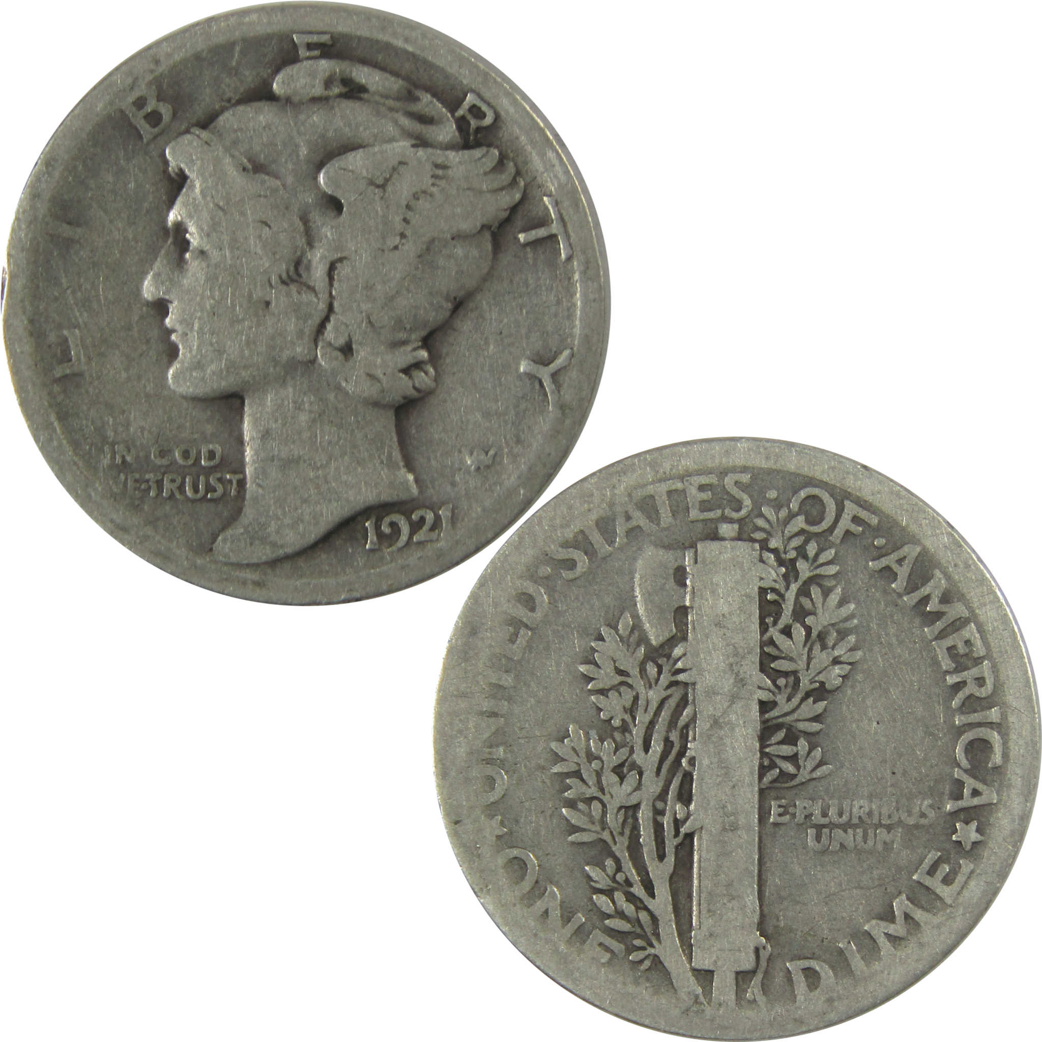 1921 D Mercury Dime G Good Silver 10c Coin SKU:CPC0686