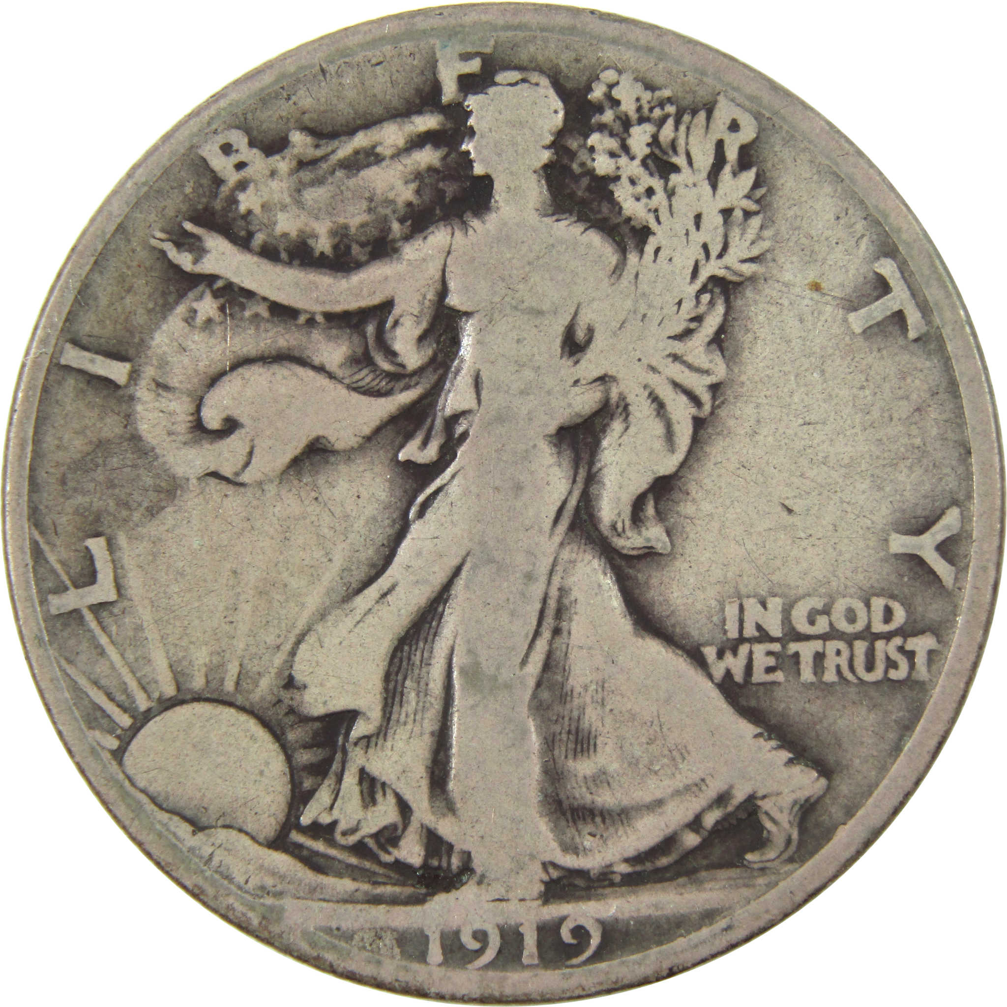 1919 D Liberty Walking Half Dollar VG Very Good Silver 50c SKU:I14911