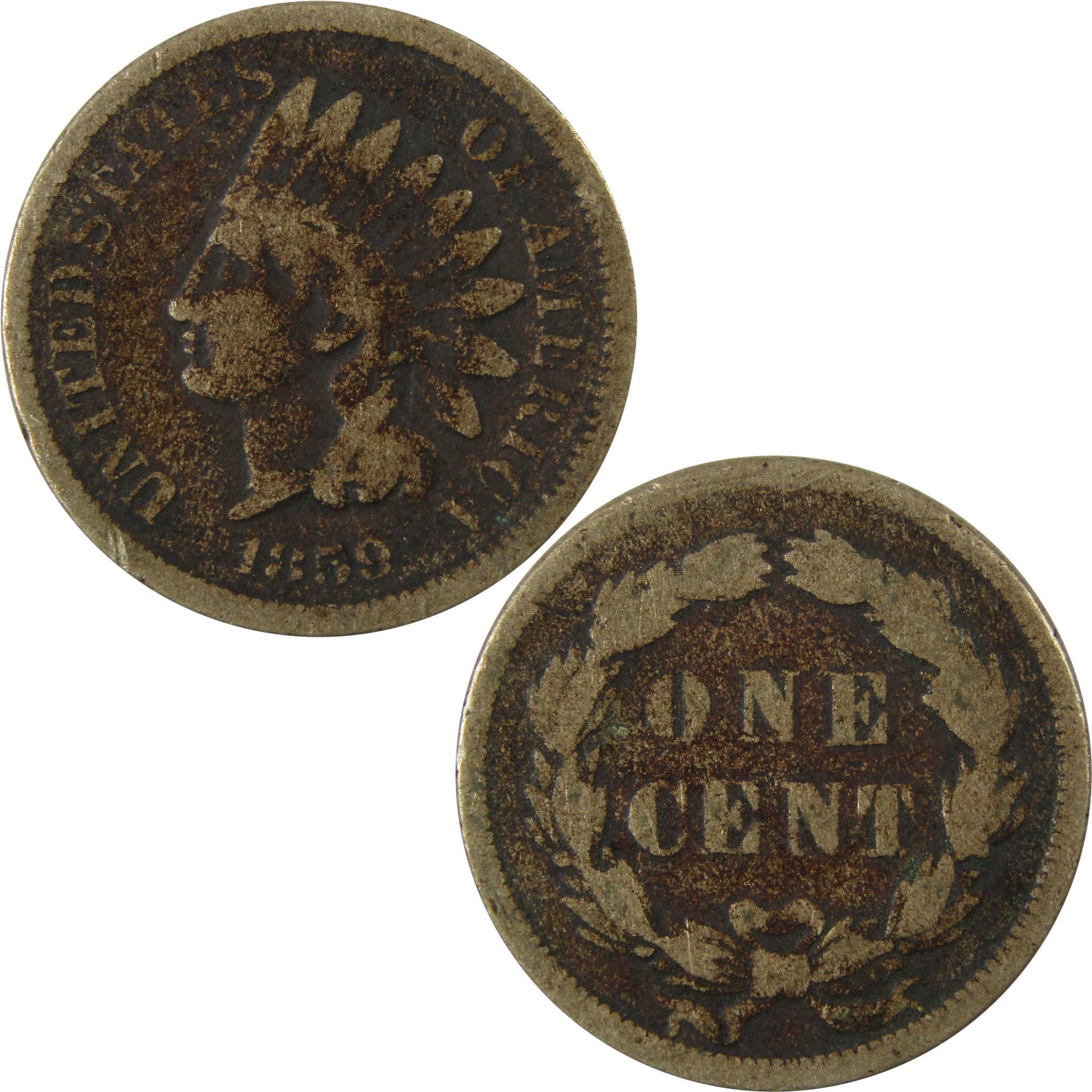 1859 Indian Head Cent AG About Good Penny 1c Coin SKU:CP1314