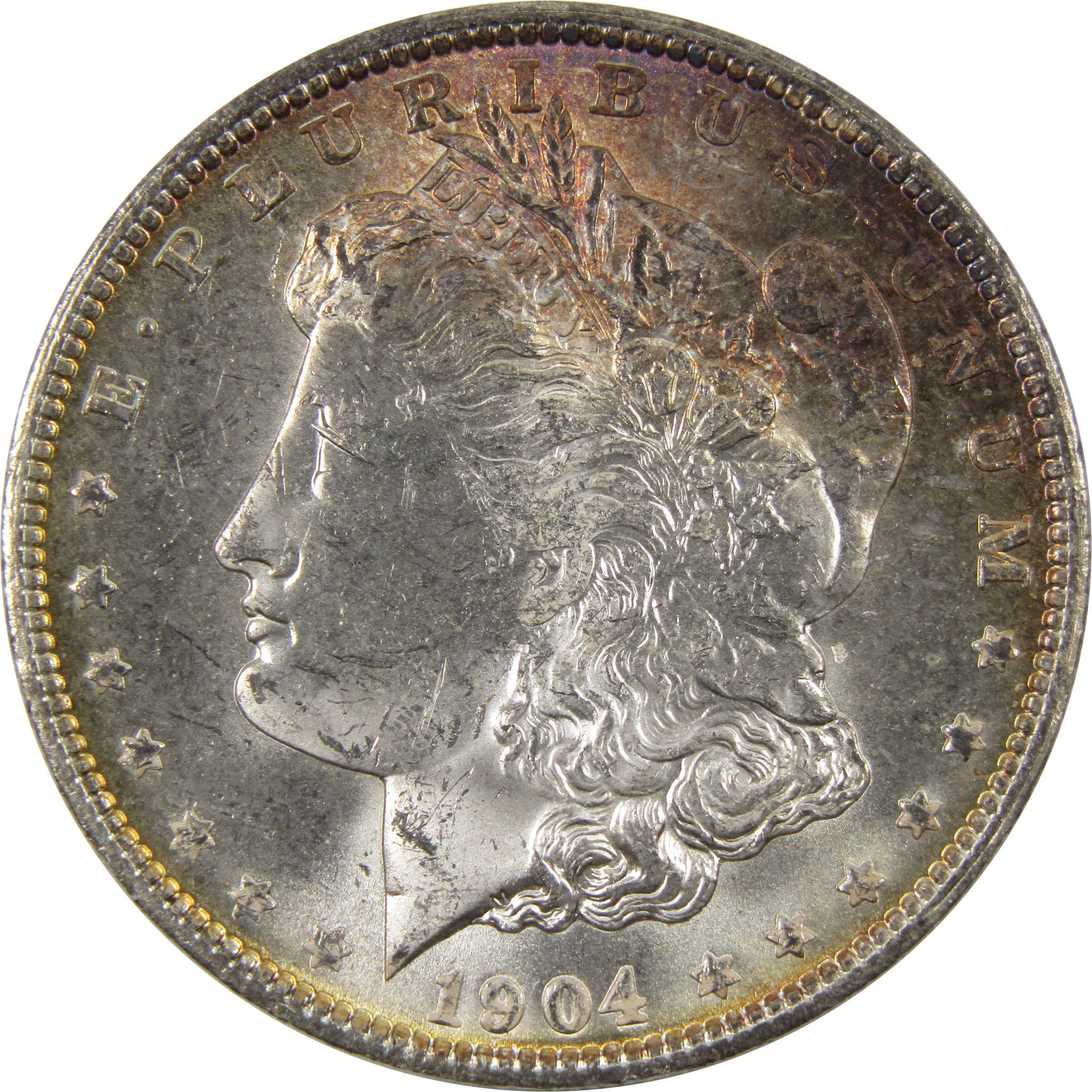 1904 O Morgan Dollar BU Uncirculated Silver $1 Toned Obverse SKU:I9626