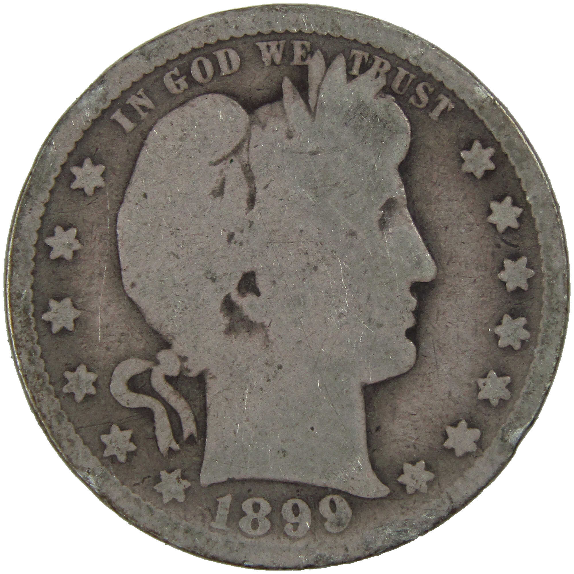 1899 O Barber Quarter AG About Good Silver 25c Coin SKU:I12732