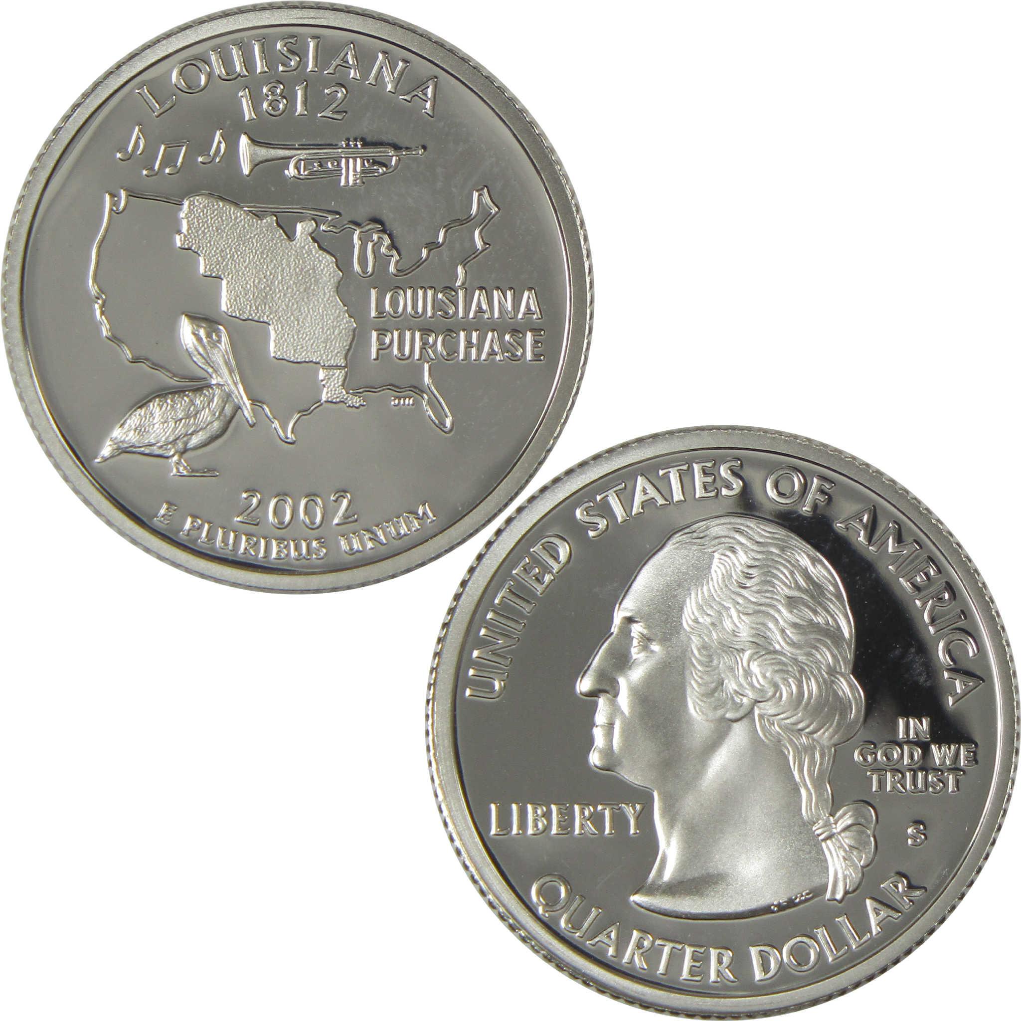 2002 S Louisiana State Quarter Choice Proof Silver 25c Coin