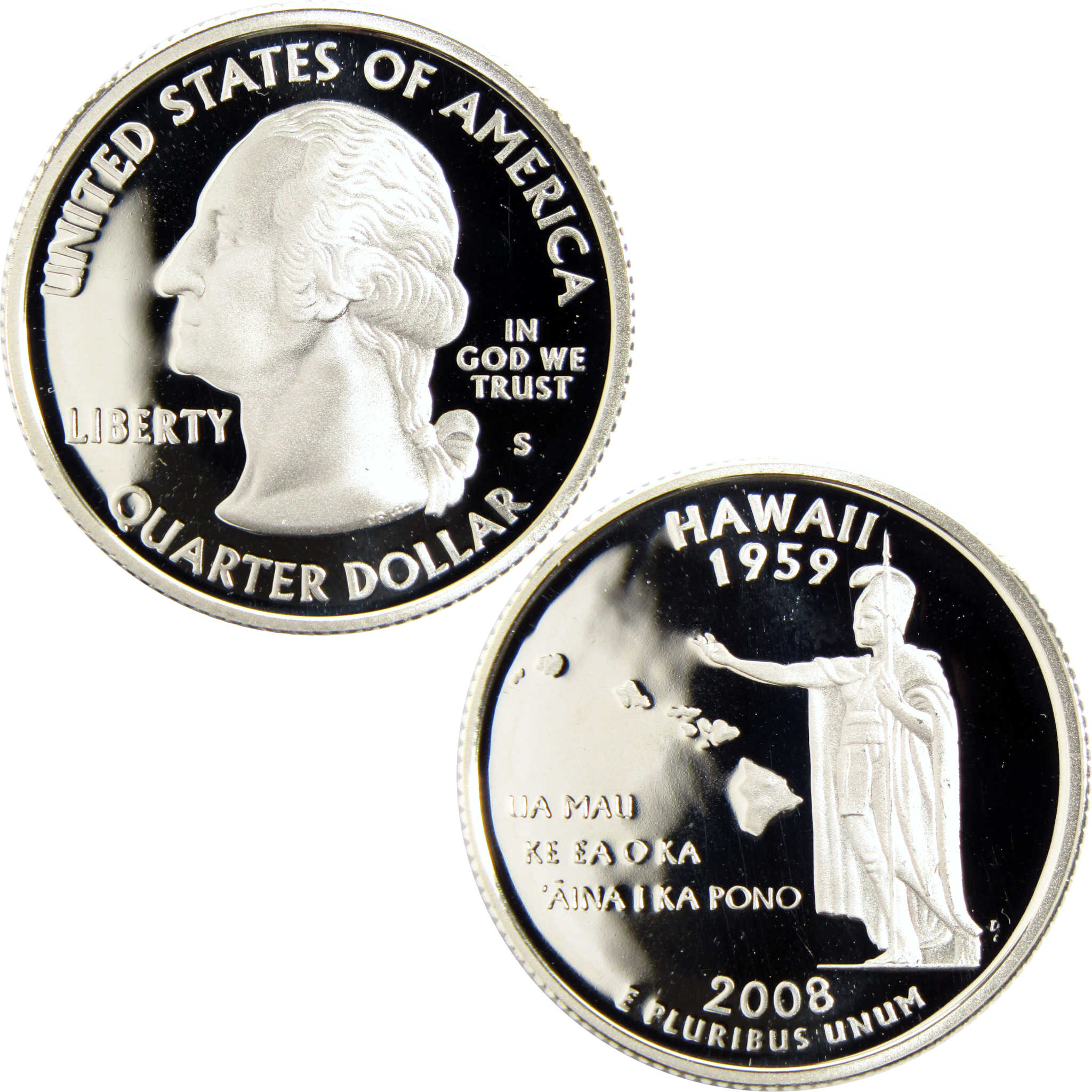 2008 S Hawaii State Quarter Silver 25c Proof Coin