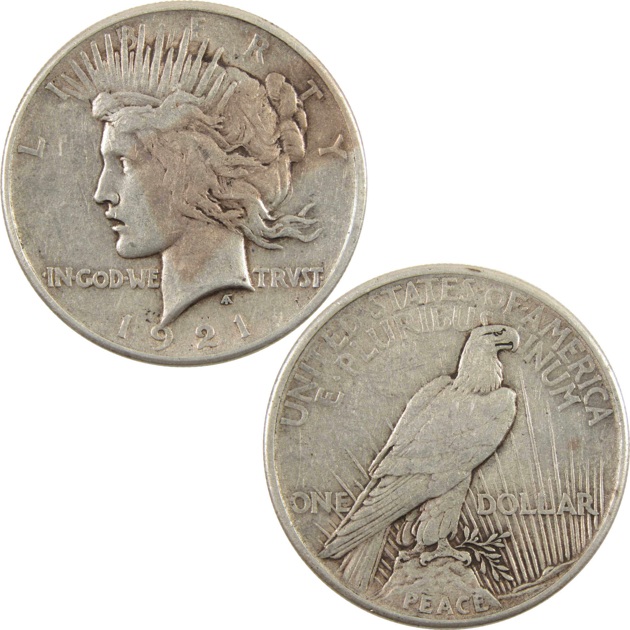 1921 High Relief Peace Dollar VF 90% Silver $1 Coin SKU:I11174