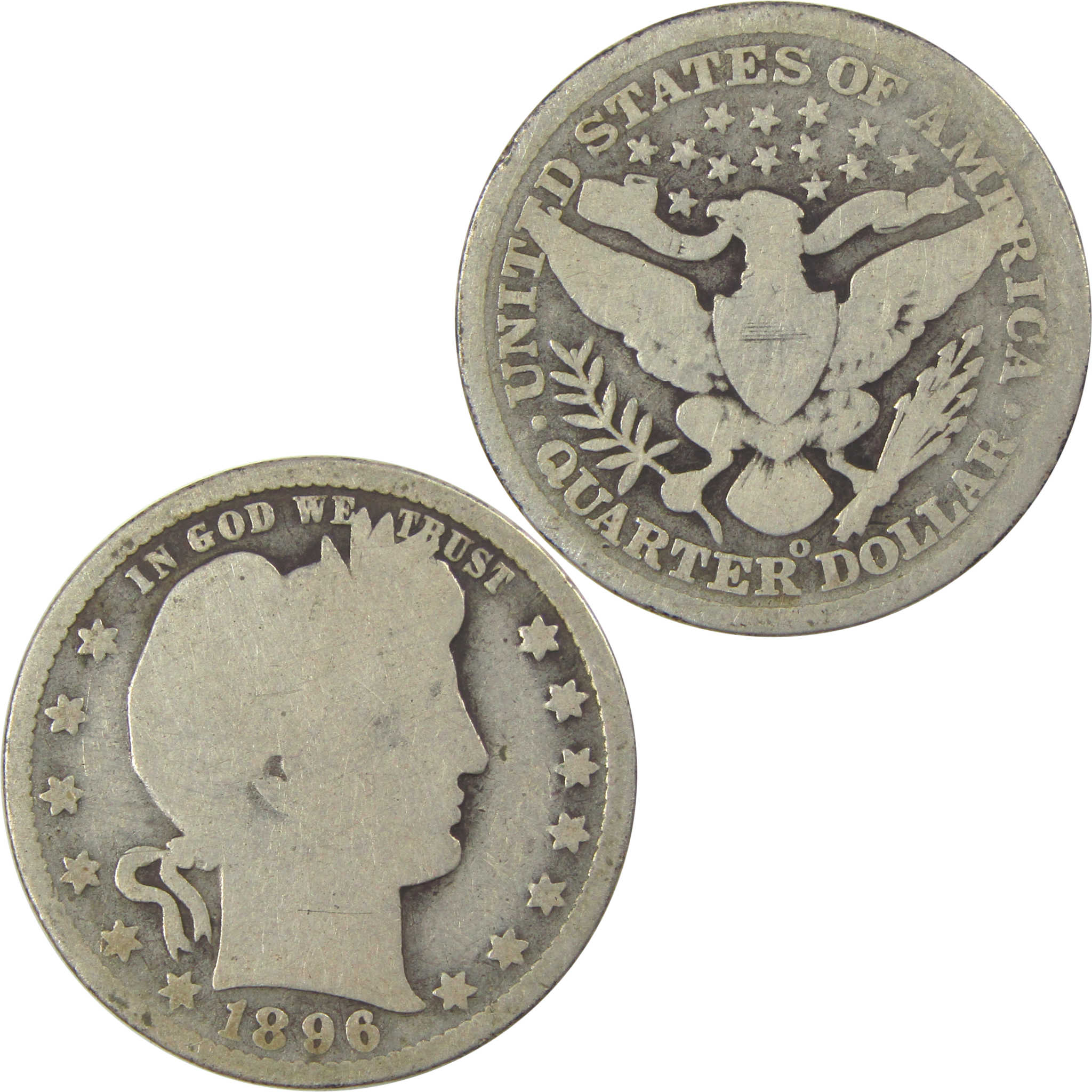 1896 O Barber Quarter G Good Silver 25c Coin SKU:I21859