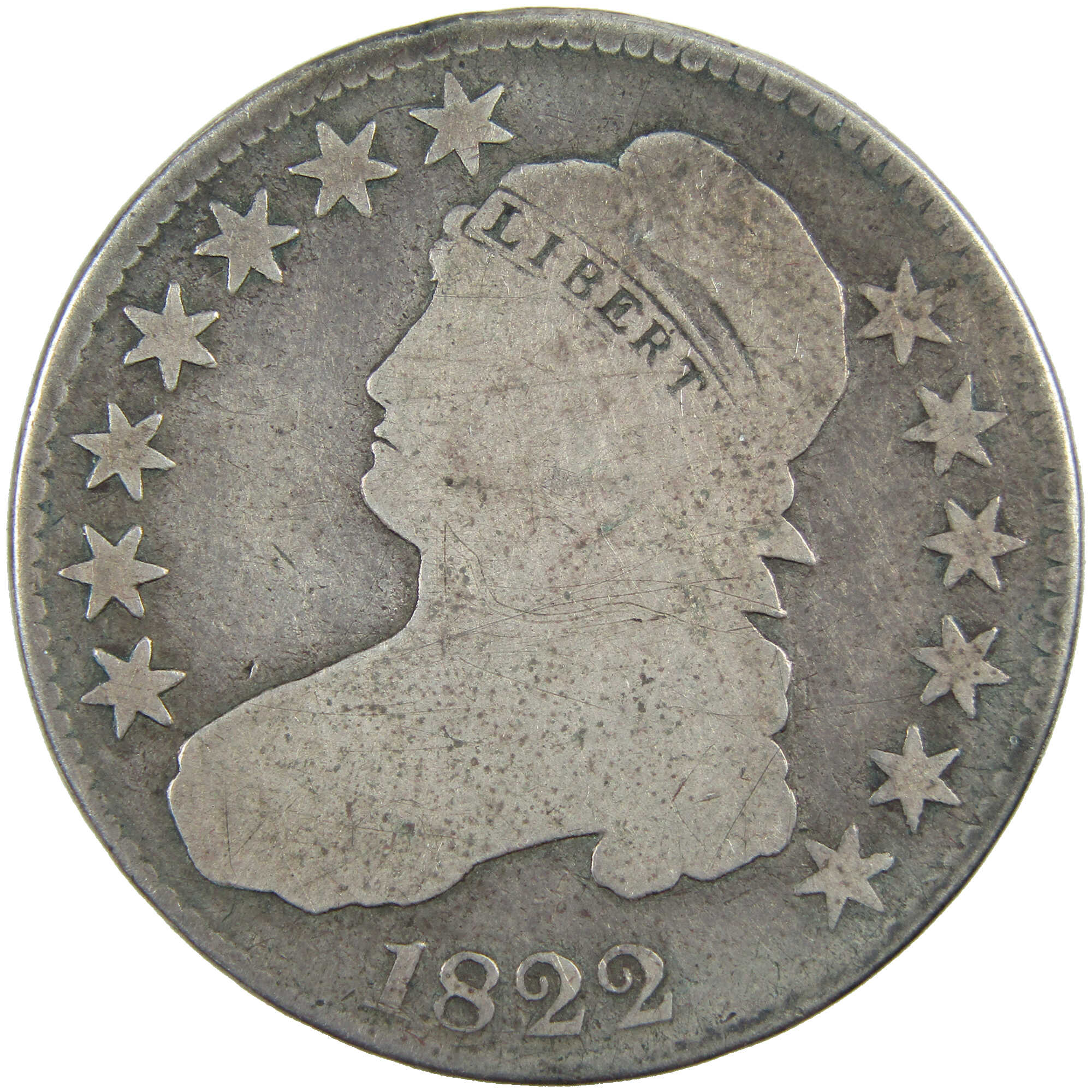 1822 Capped Bust Half Dollar AG About Good Silver 50c Coin SKU:I12925
