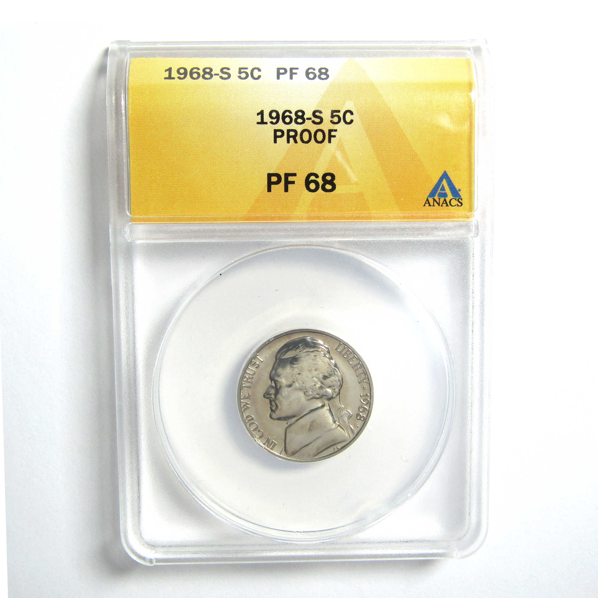 1968 S Jefferson Nickel PF 68 ANACS 5c Proof Coin SKU:CPC5071