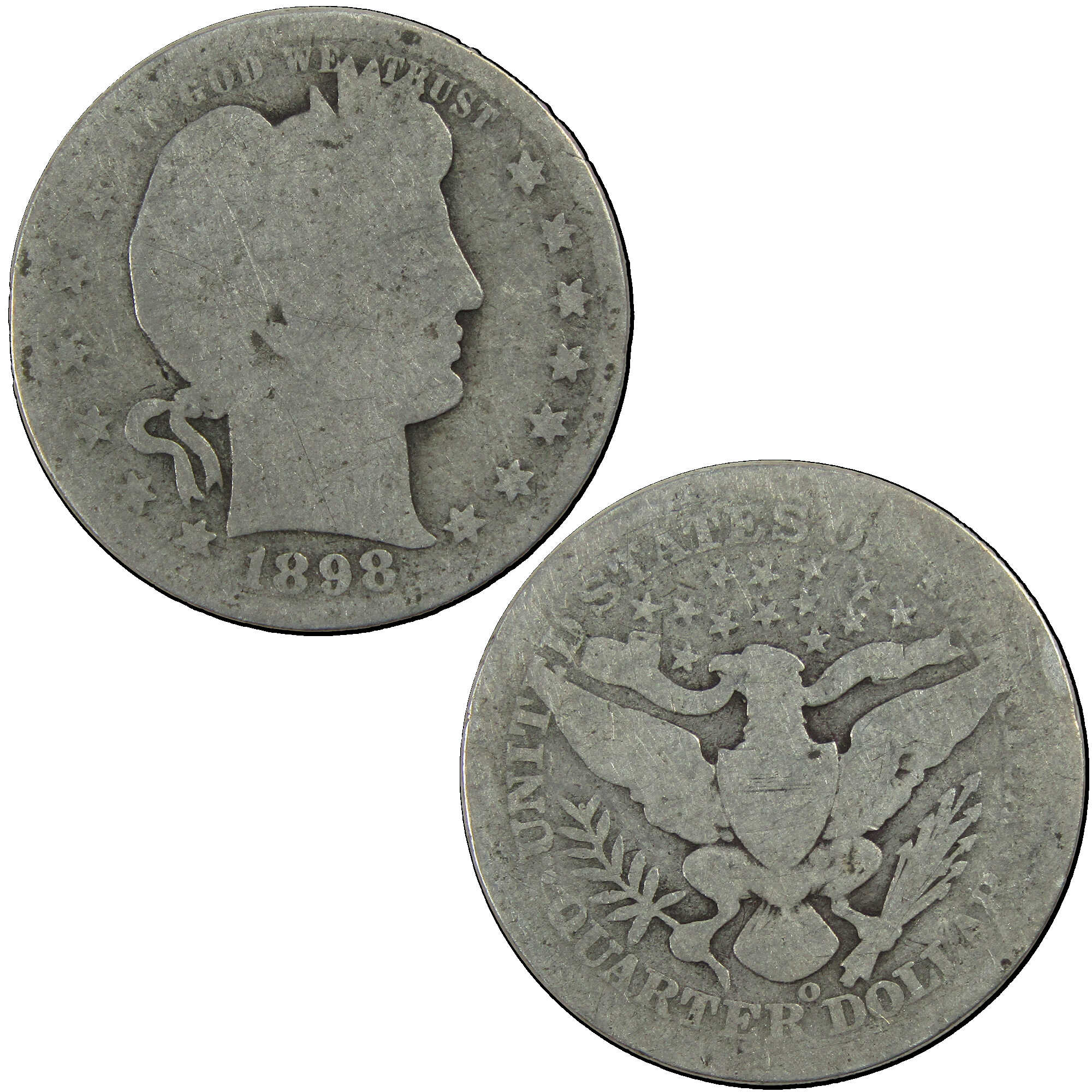 1898 O Barber Quarter AG About Good Silver 25c Coin SKU:I12709