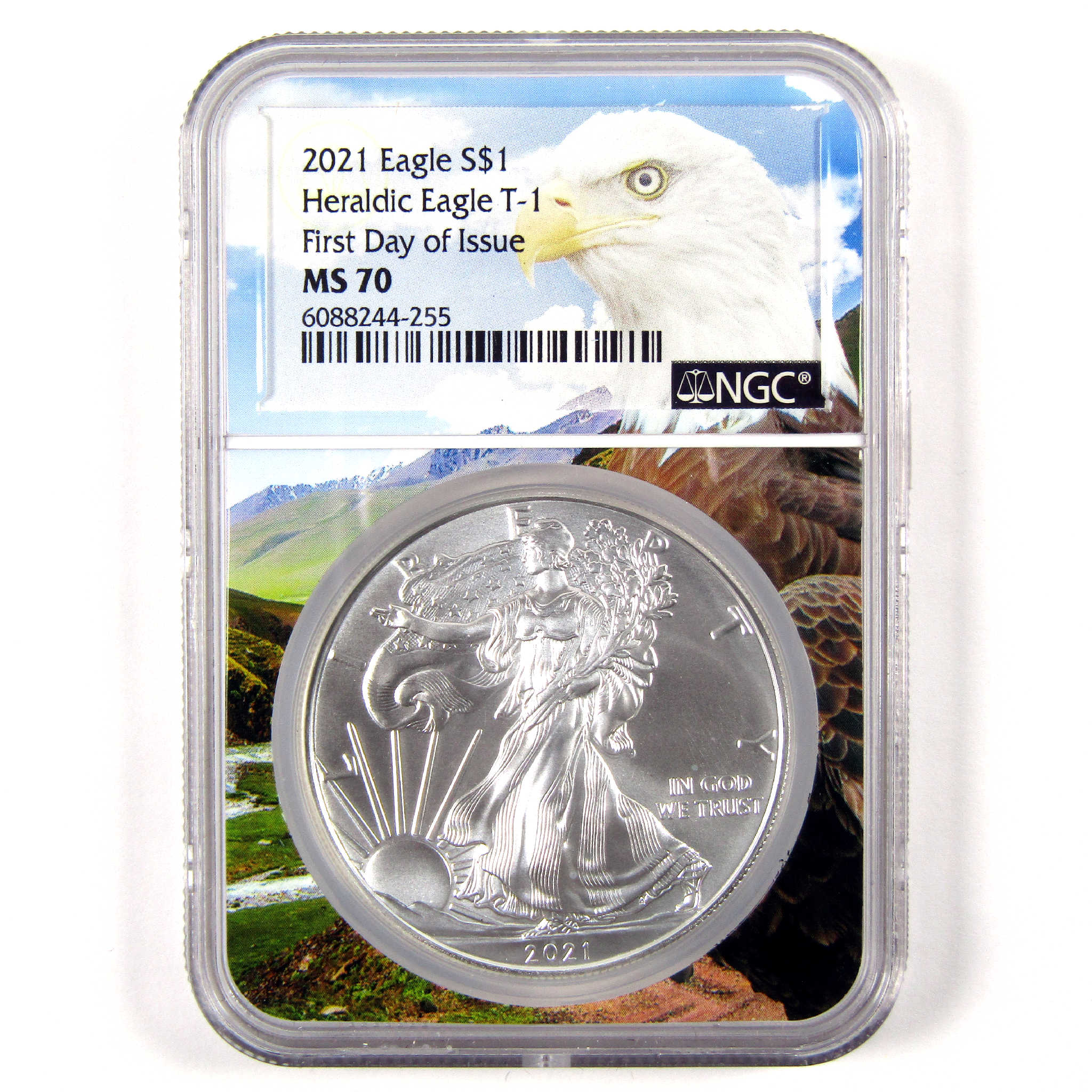 2021 T1 American Silver Eagle MS 70 NGC $1 Unc 1st Day SKU:CPC6446