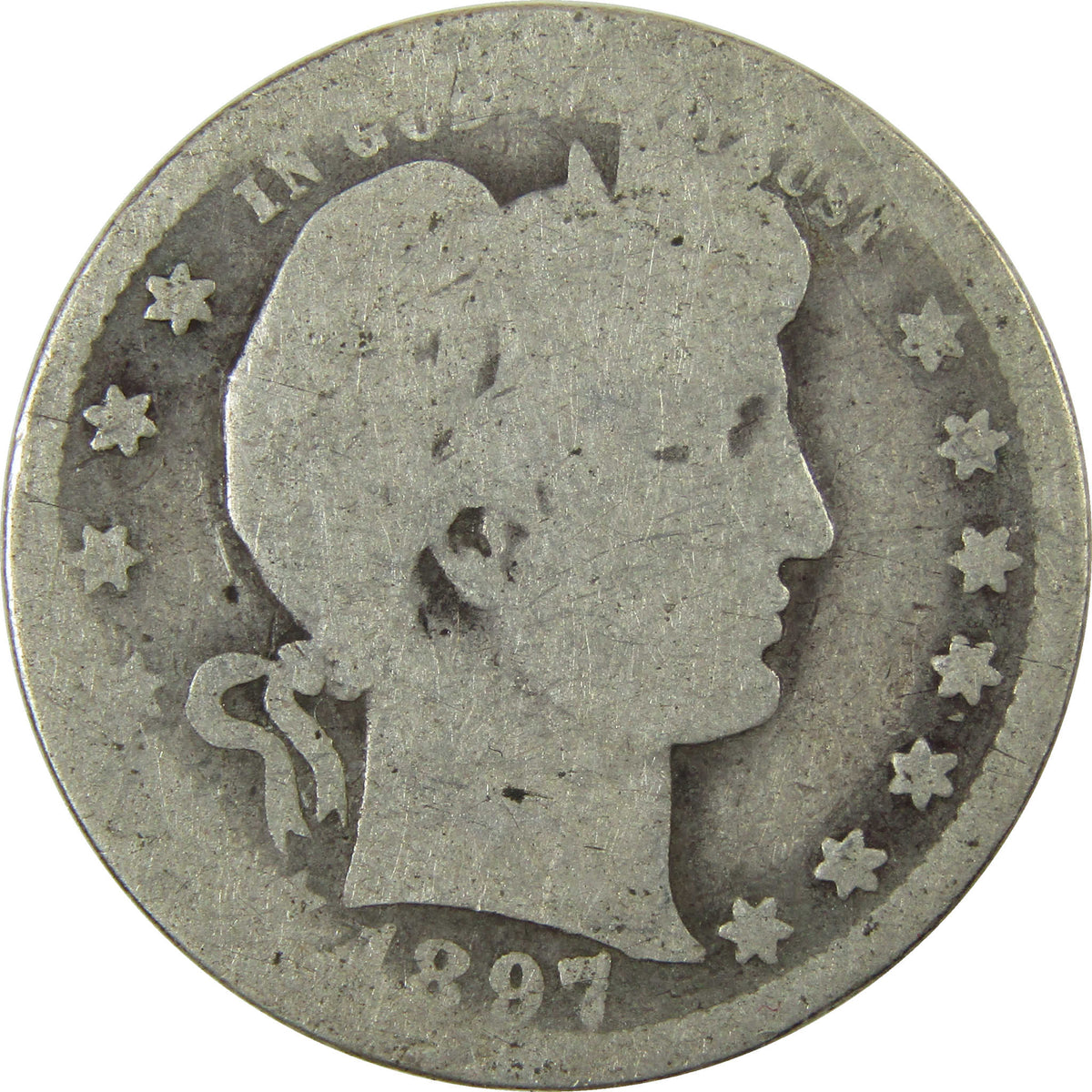 1897 O Barber Silver Quarter AG About Good 25c Coin SKU:I28533