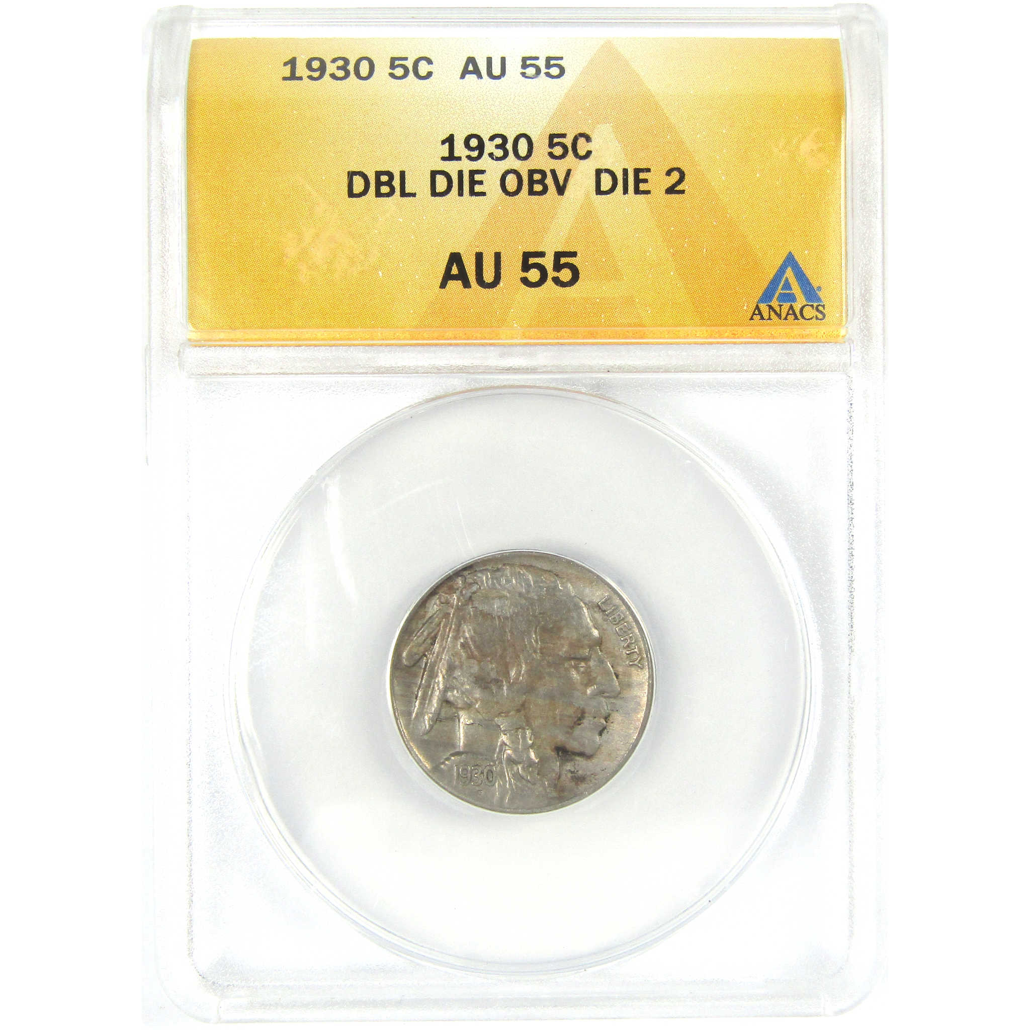 1930 DDO Die 2 Indian Head Buffalo Nickel AU 55 ANACS 5c SKU:I16279