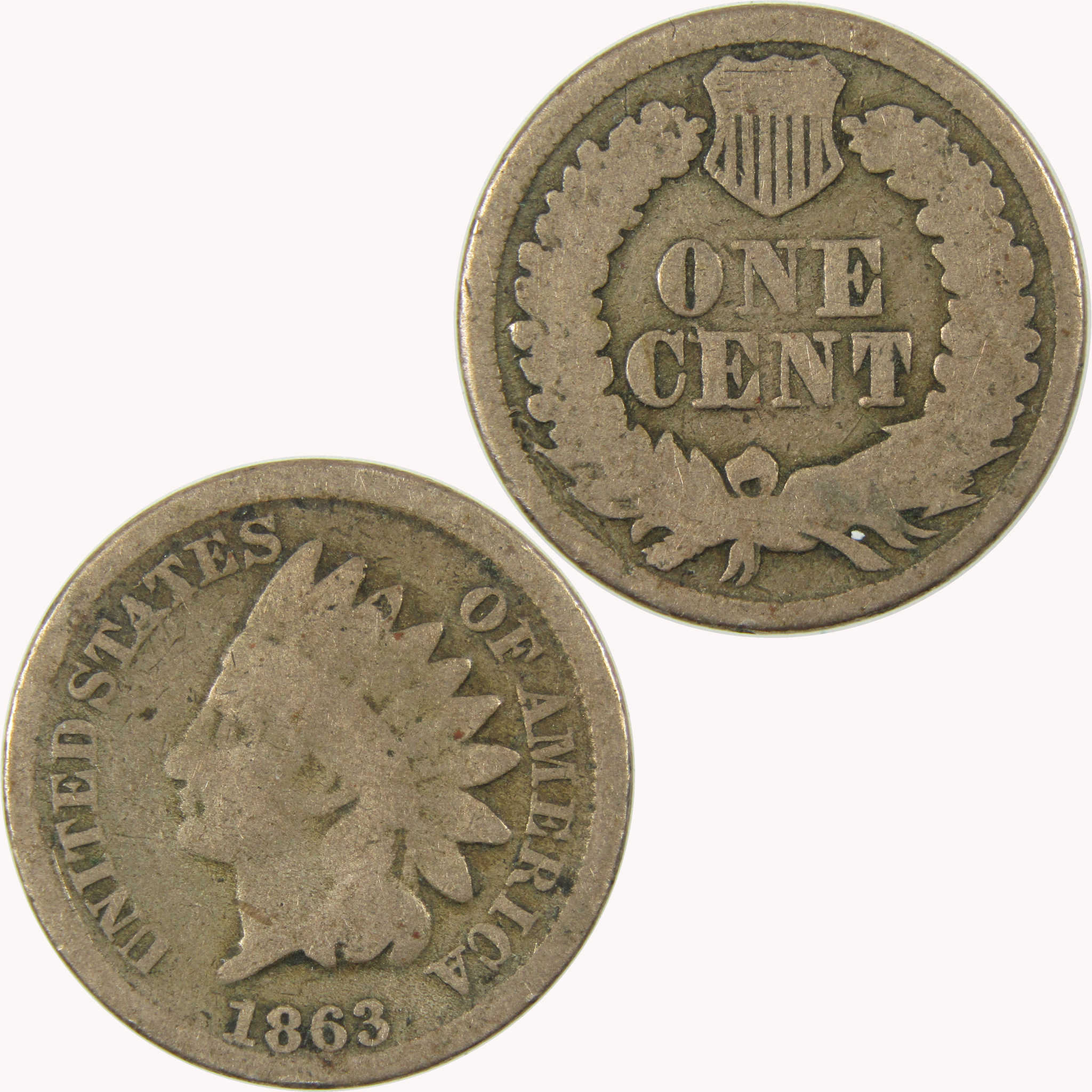 1863 Indian Head Cent G Good Penny 1c Coin SKU:CP1103
