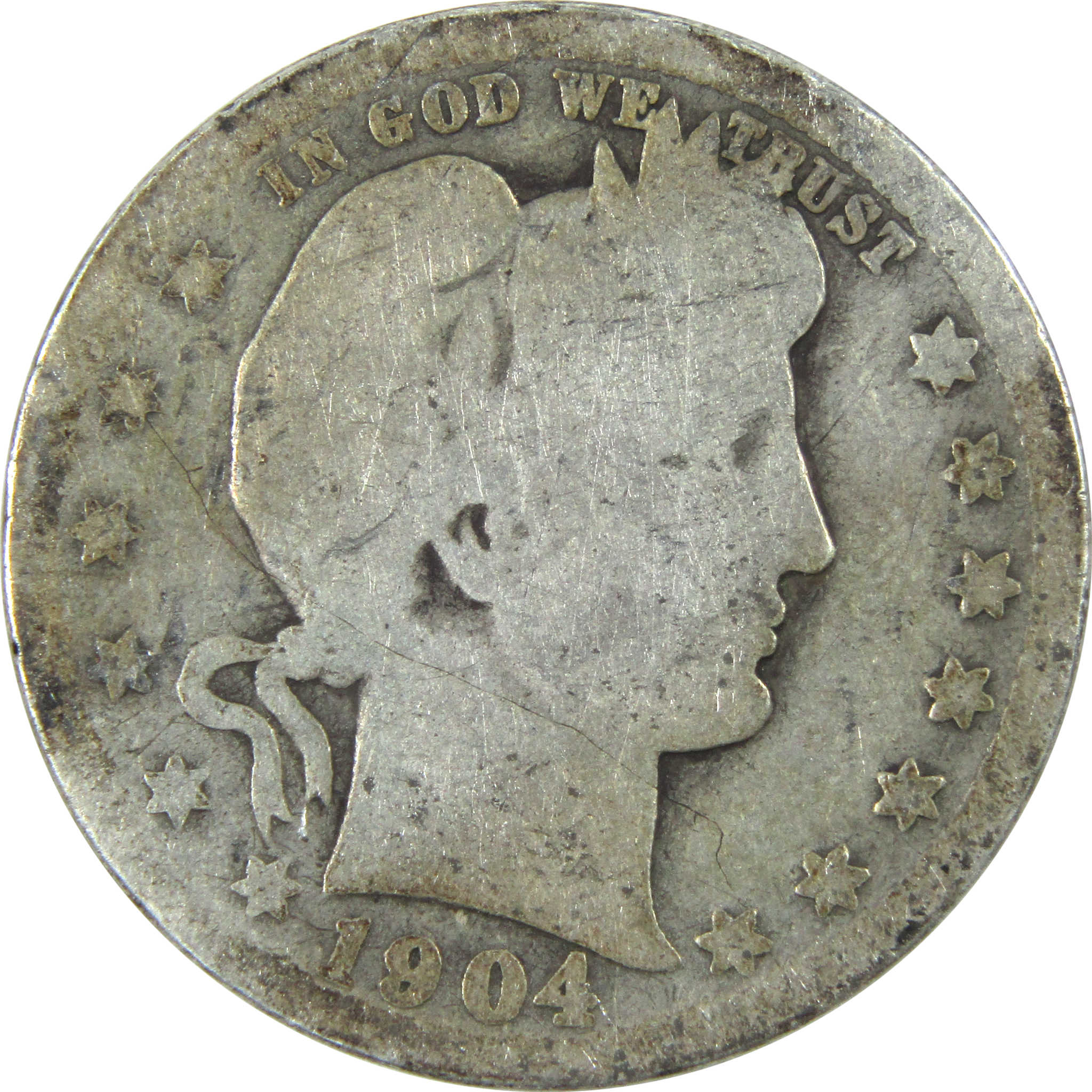 1904 O Barber Quarter AG About Good Silver 25c Coin SKU:I14655