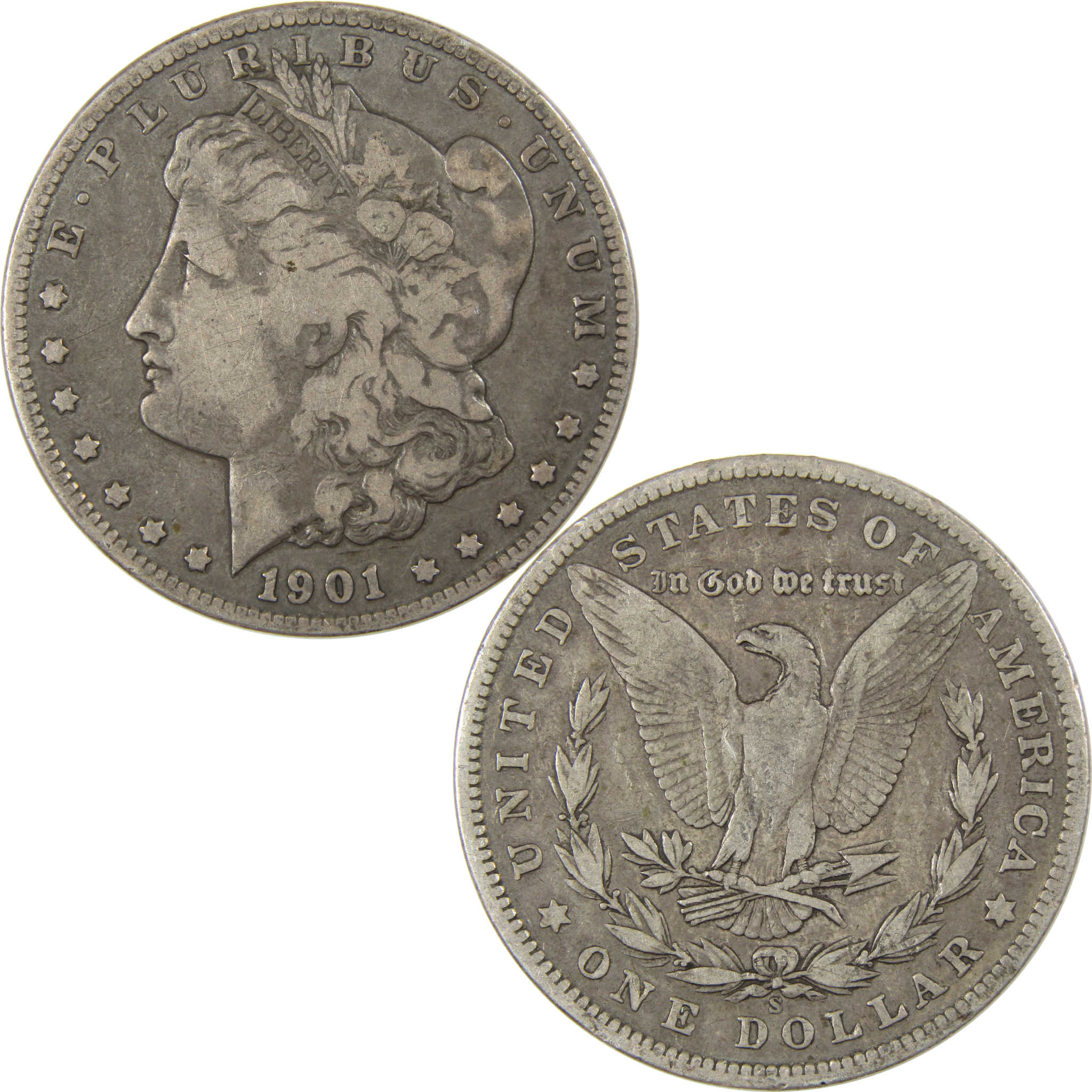 1901 S Morgan Dollar F Fine Details Silver $1 Coin SKU:I23913 - Morgan coin - Morgan silver dollar - Morgan silver dollar for sale - Profile Coins &amp; Collectibles