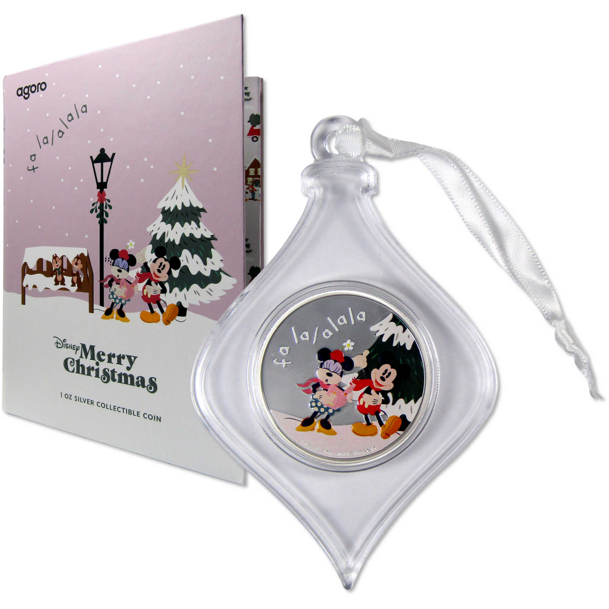 Merry Christmas Mickey & Minnie Mouse Silver Coin Ornament 2024 Niue