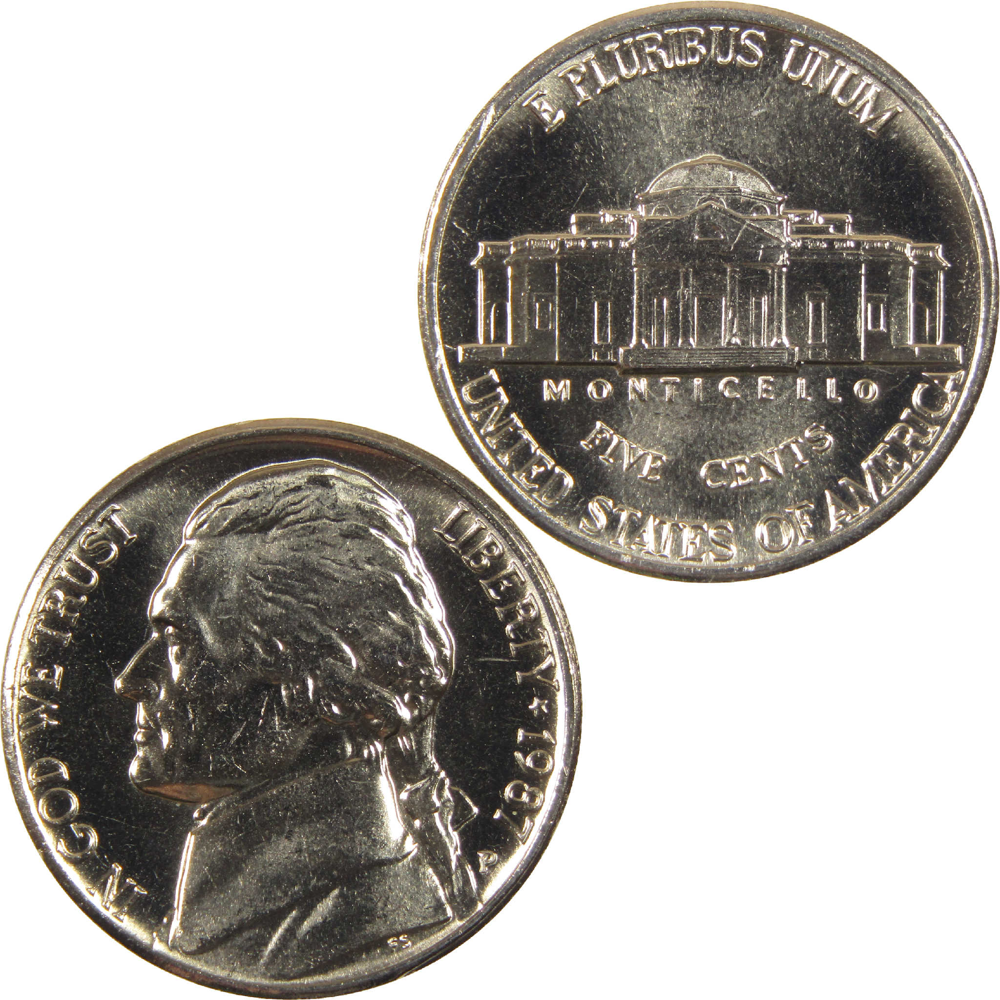 1987 P Jefferson Nickel BU Uncirculated 5c Coin