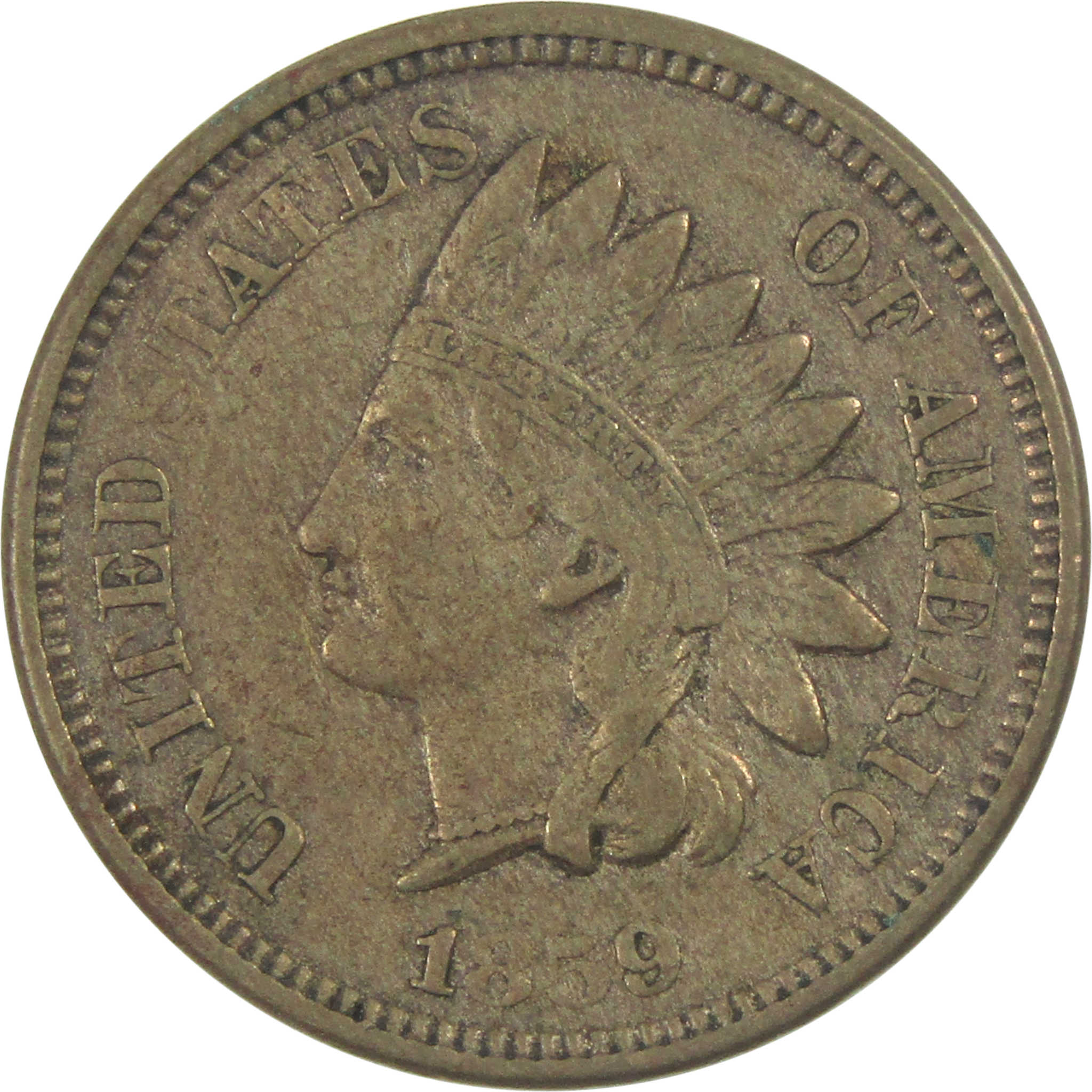 1859 Type 1 Indian Head Cent VF Very Fine Copper-Nickel SKU:I16587