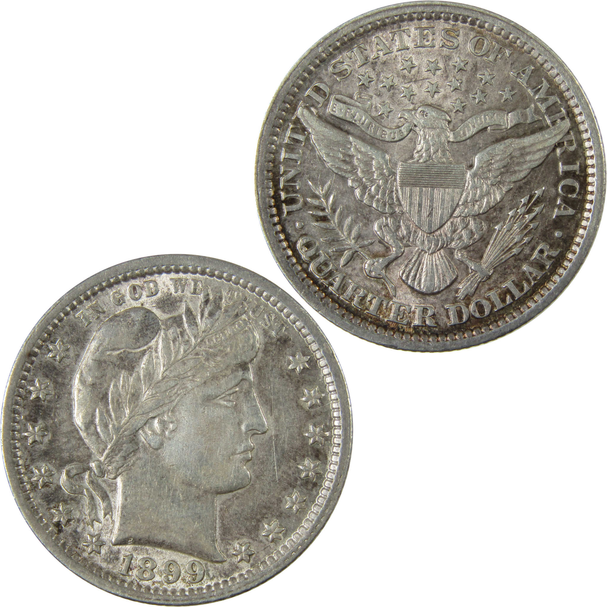 1899 Barber Silver Quarter AU About Uncirculated Details SKU:CP894