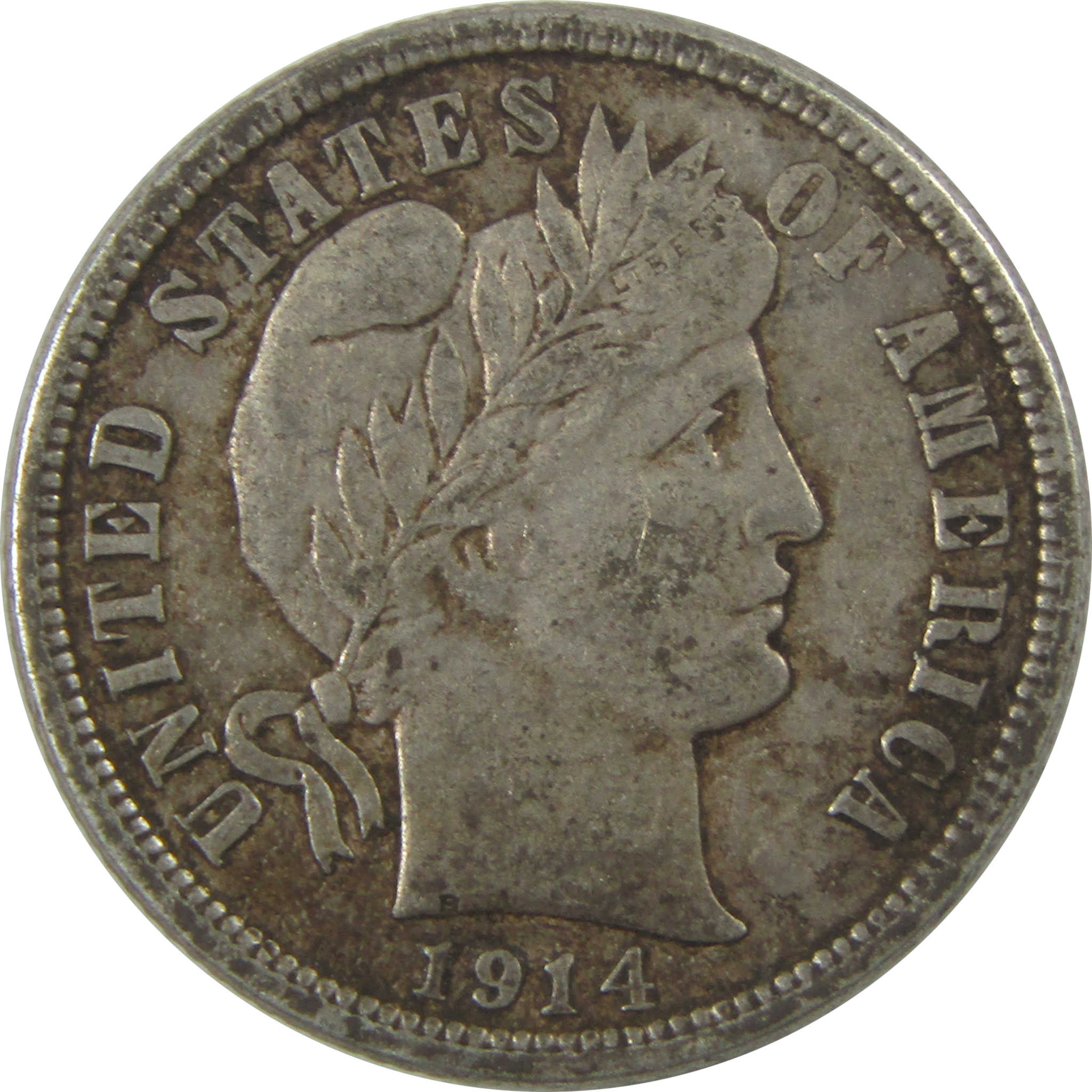 1914 Barber Dime VF Very Fine Silver 10c Coin SKU:I20666