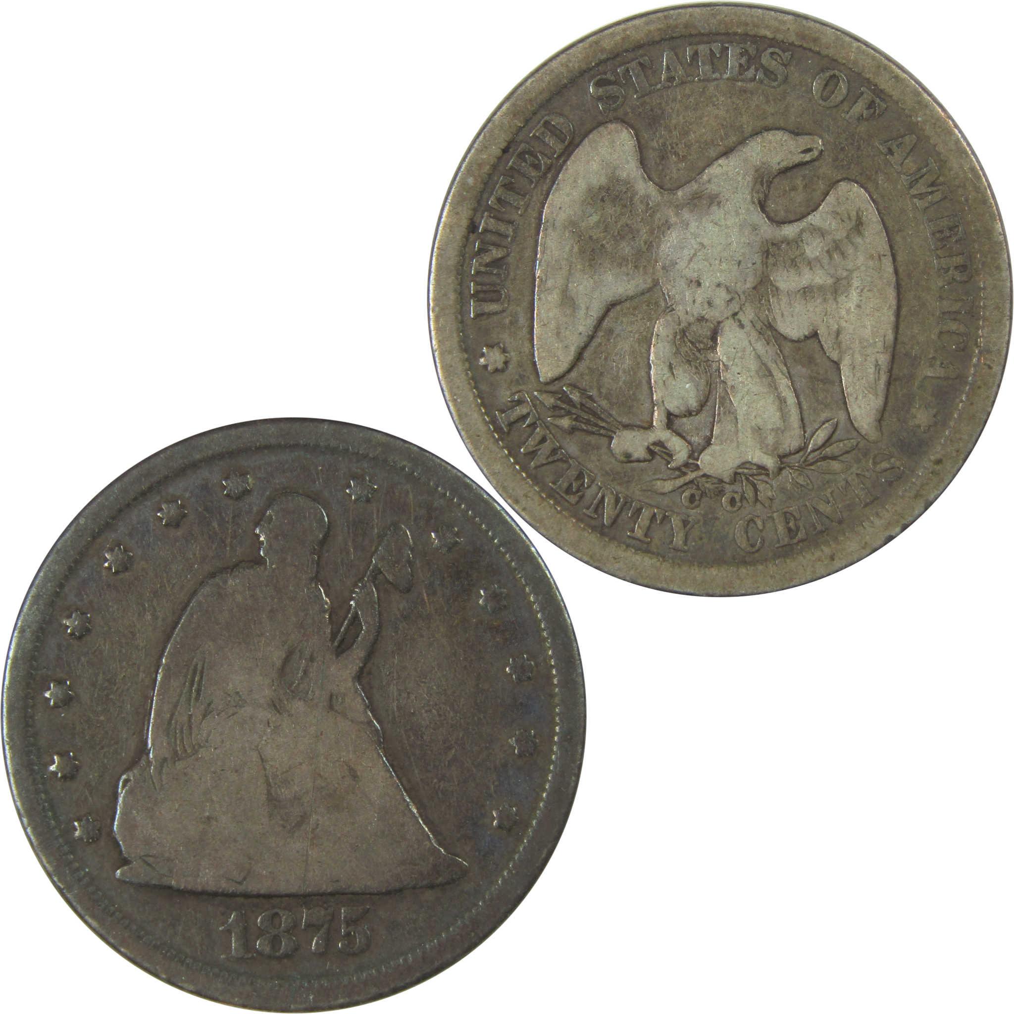 1875 CC Seated Liberty Silver Twenty Cent VG Very Good SKU:I24202