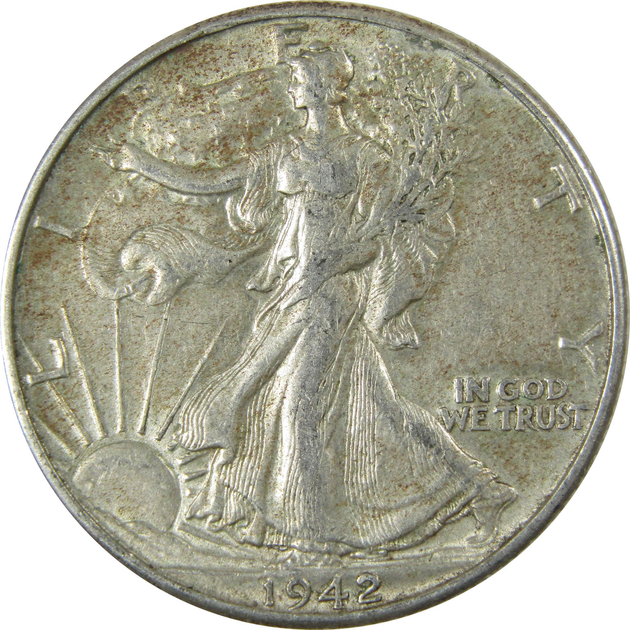 1942 Liberty Walking Silver 50cAU About Uncirculated SKU:CP535