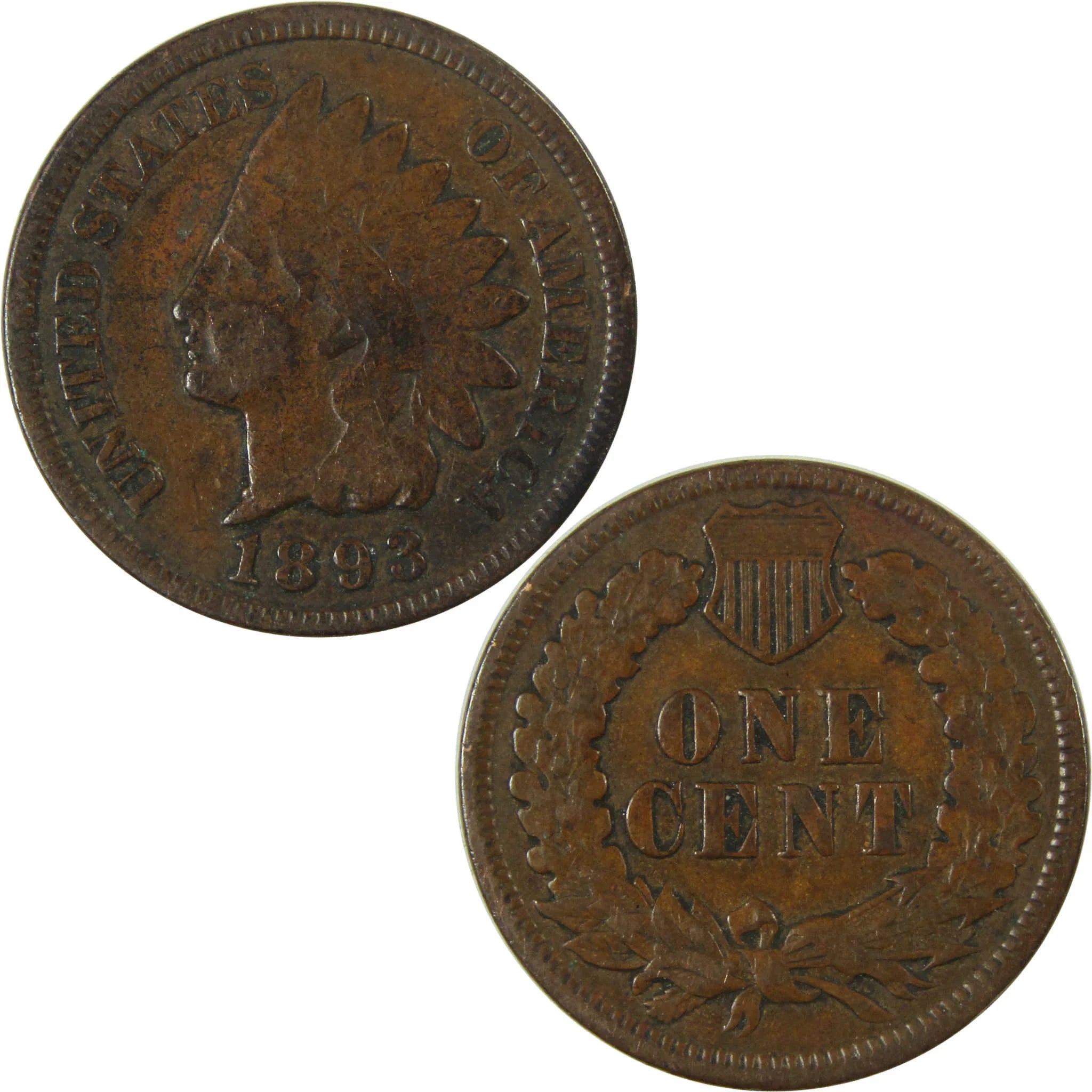 1893 Indian Head Cent VG Very Good Penny 1c Coin SKU:I26974