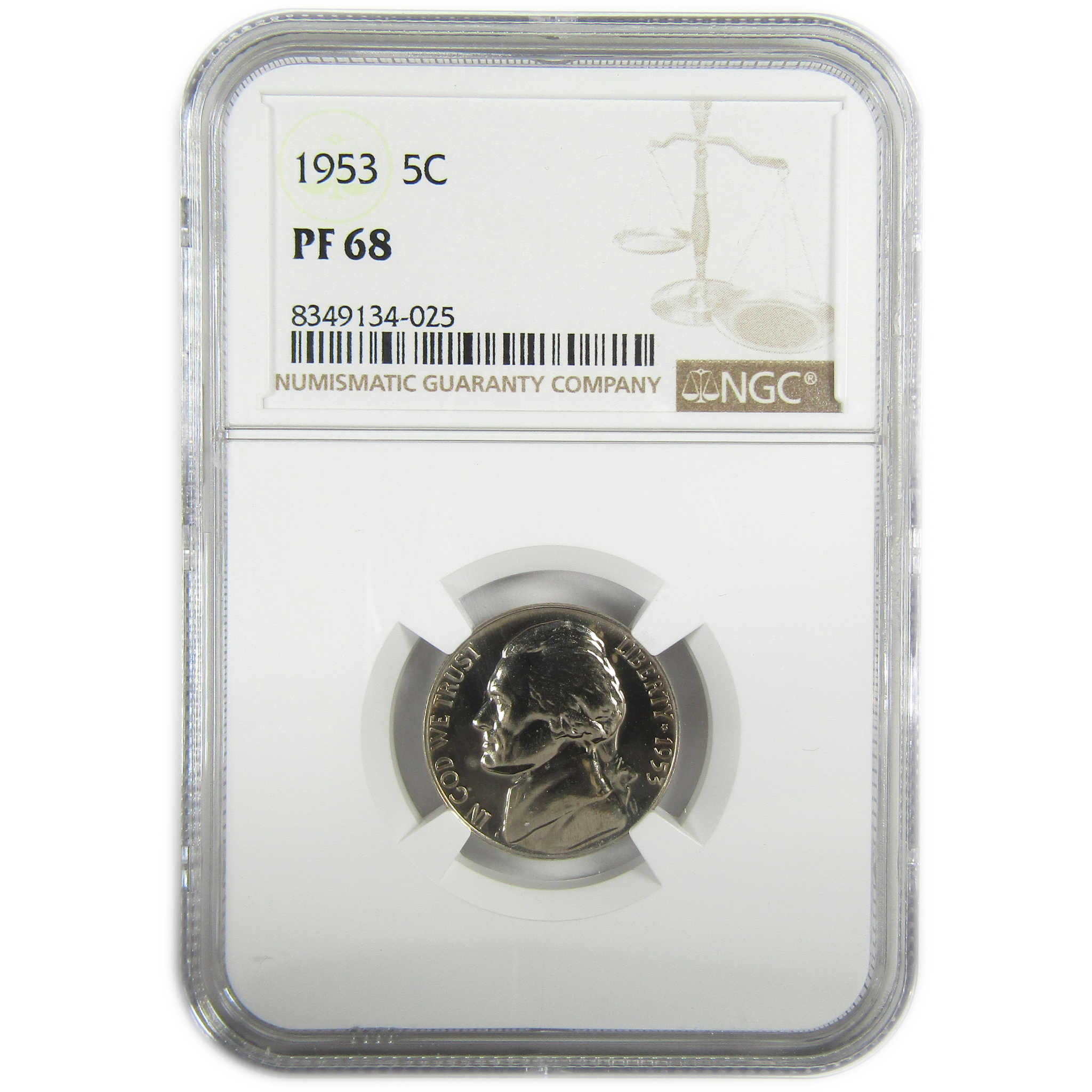 1953 Jefferson Nickel PF 68 NGC Proof 5c Coin Collectible SKU:I27347