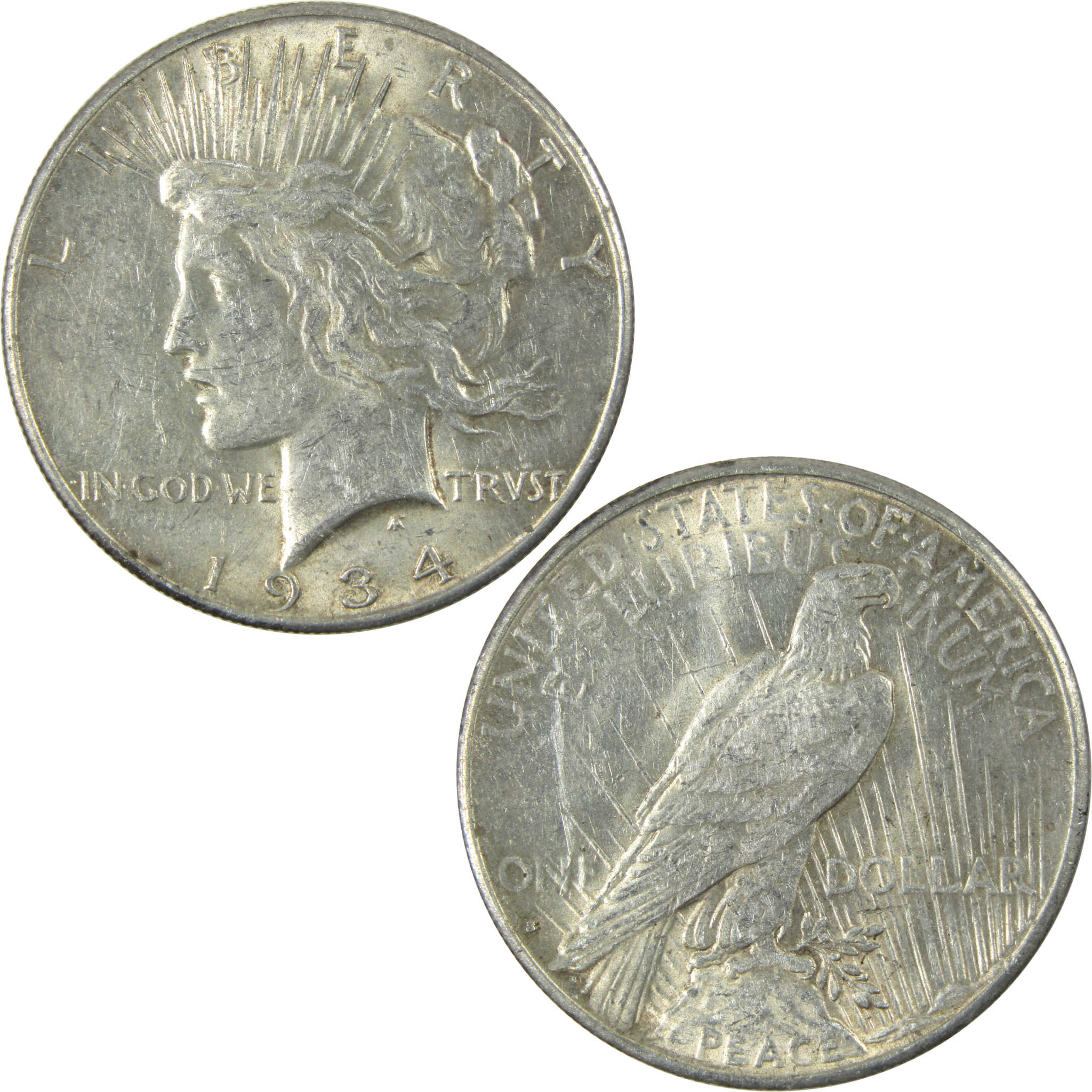 1934 S Peace Dollar AU About Uncirculated Silver $1 Coin SKU:I14616