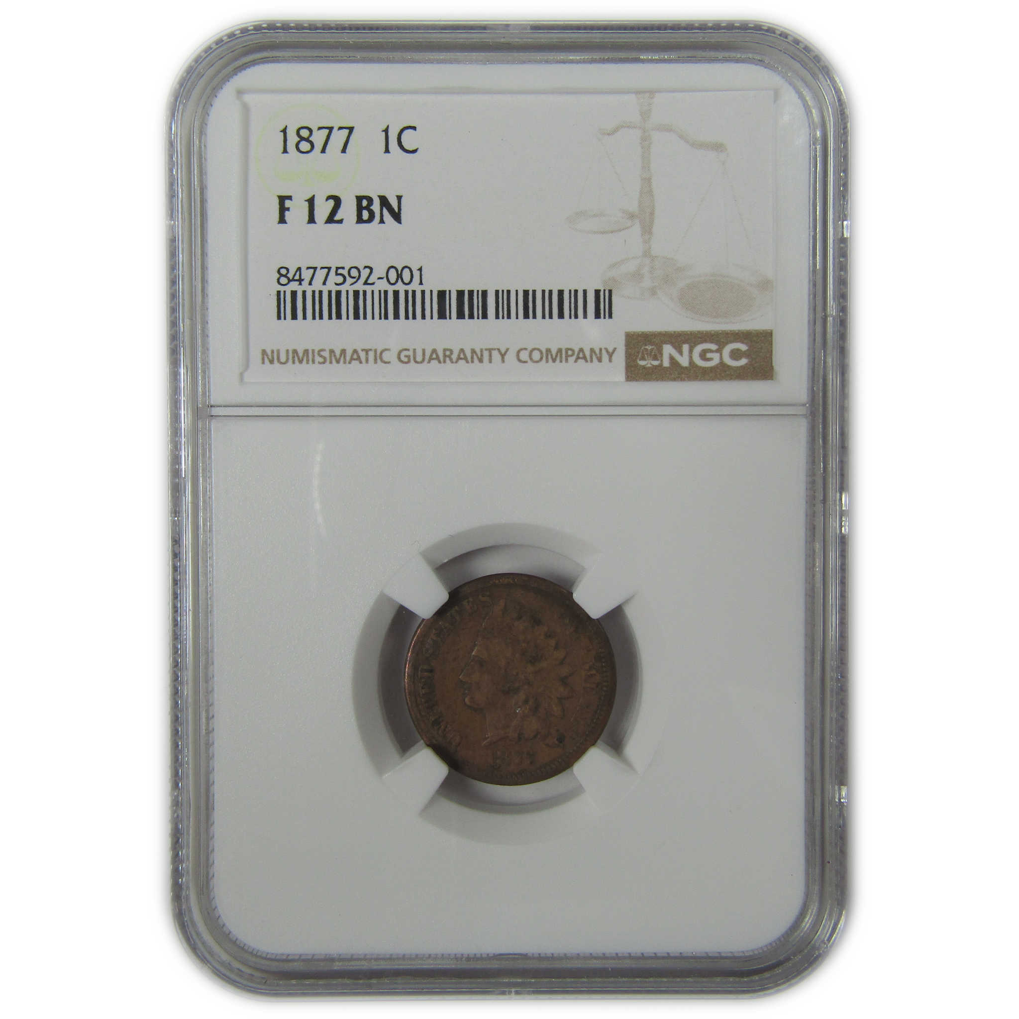 1877 Indian Head Cent F 12 BN NGC Penny 1c Coin Collectible SKU:I23615