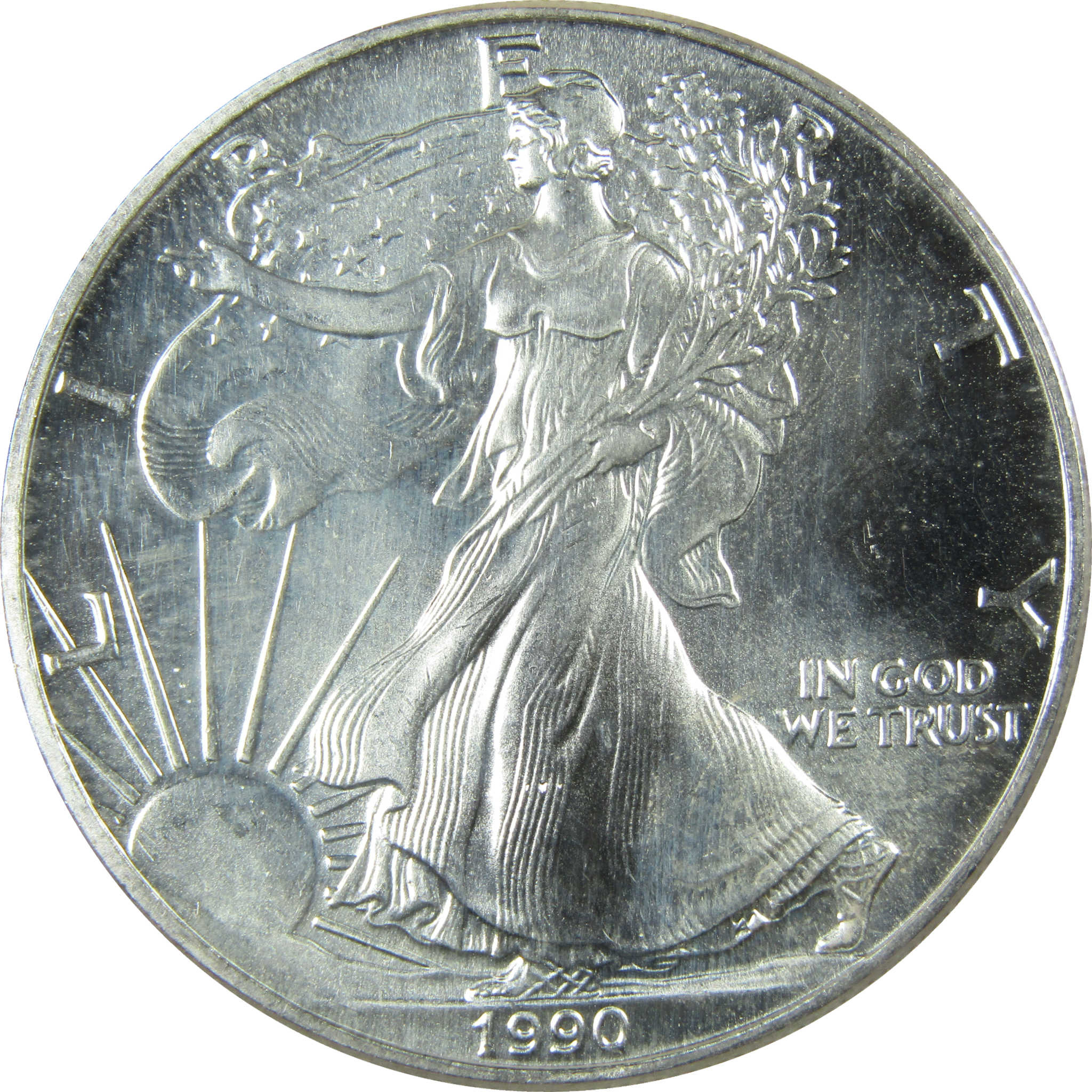 1990 American Silver Eagle Uncirculated Mint State $1 Coin SKU:CP1512