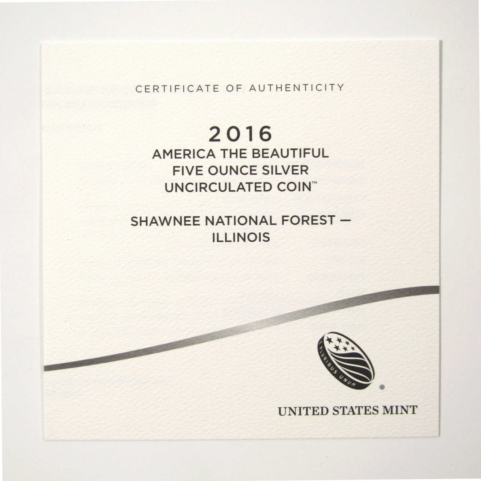 2016 P Shawnee National Forest 5 oz Silver Bullion OGP COA SKU:CPC2540