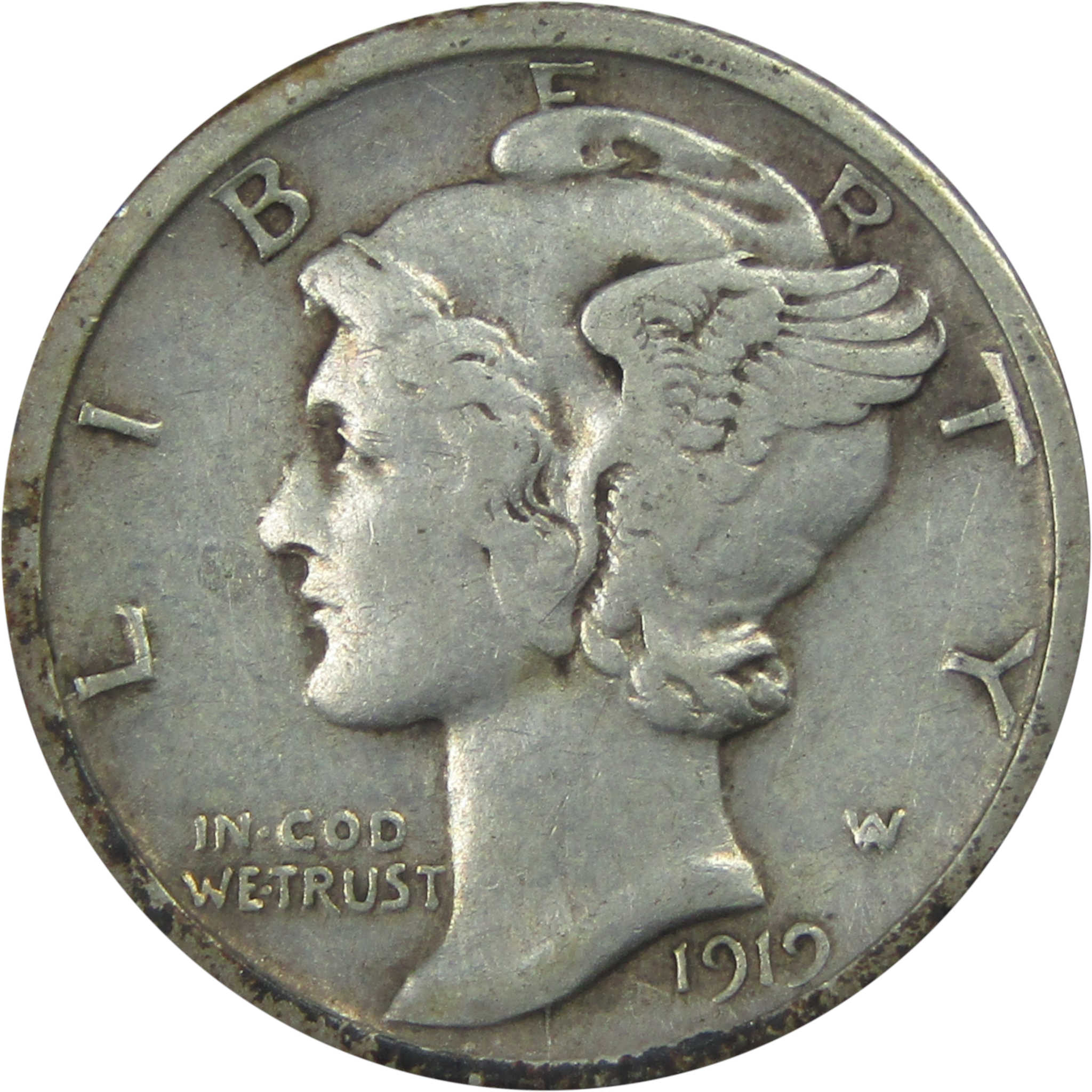 1919 D Mercury Dime VF Very Fine Silver 10c Coin SKU:I15251