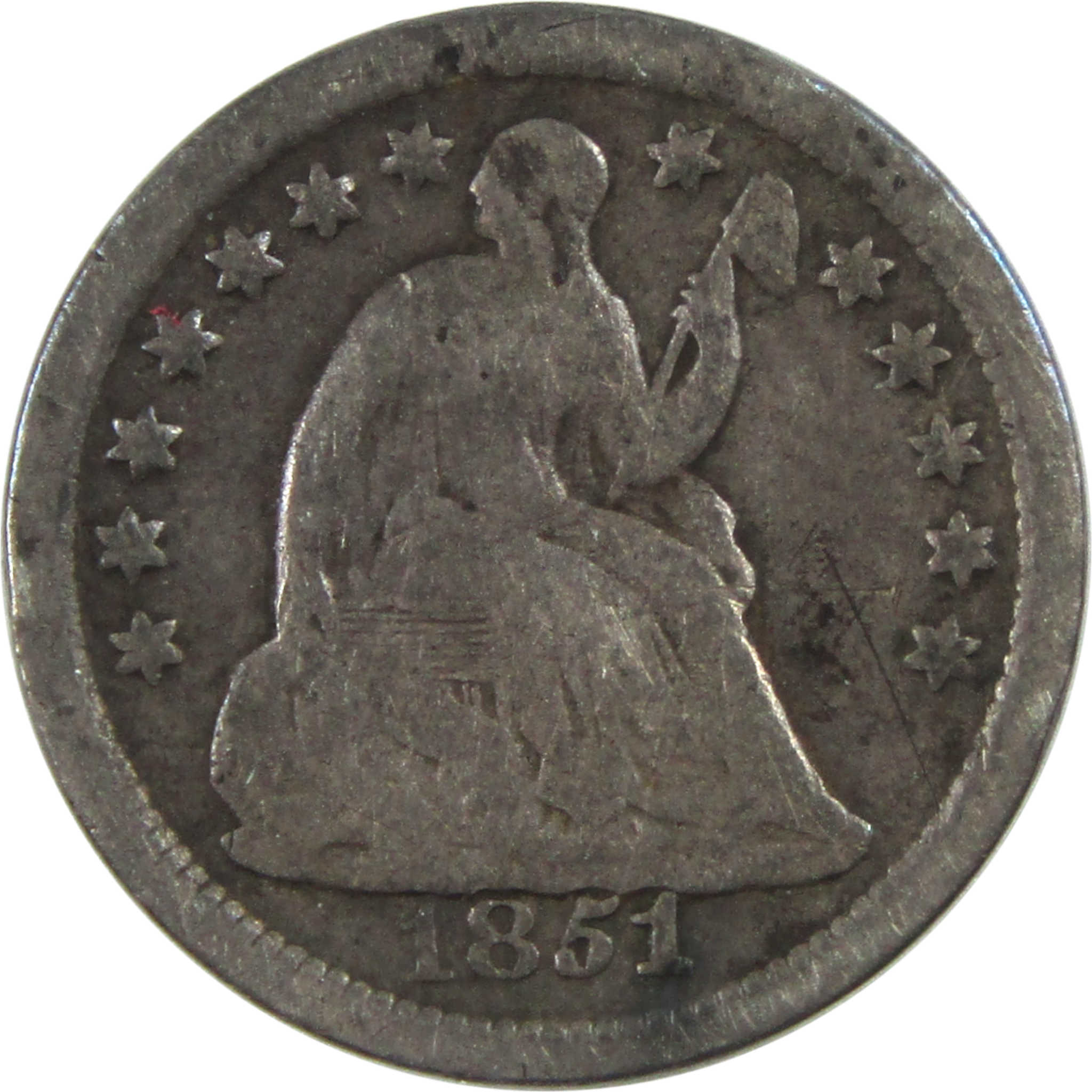 1851 O Seated Liberty Half Dime G Good Silver 5c Coin SKU:I13339