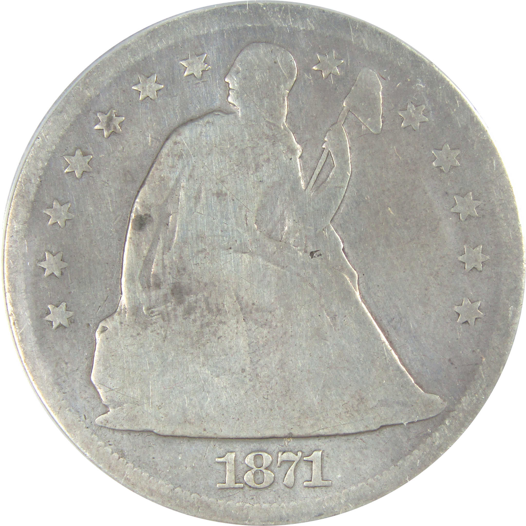 1871 Seated Liberty Dollar G 6 Details ANACS Silver $1 Coin SKU:I16235