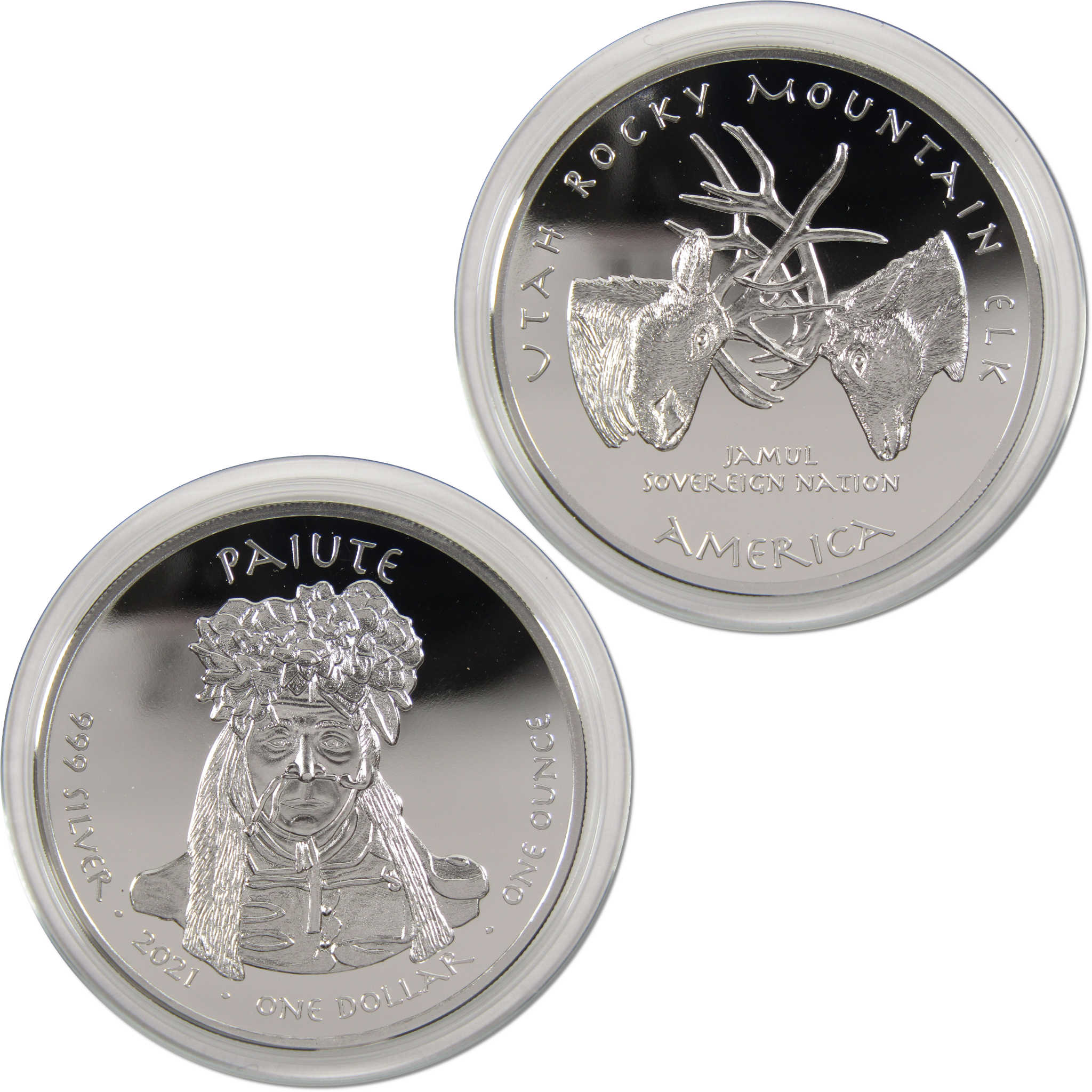 2021 Native American Jamul Paiute Utah Mountain Elk 1 oz .999 Silver
