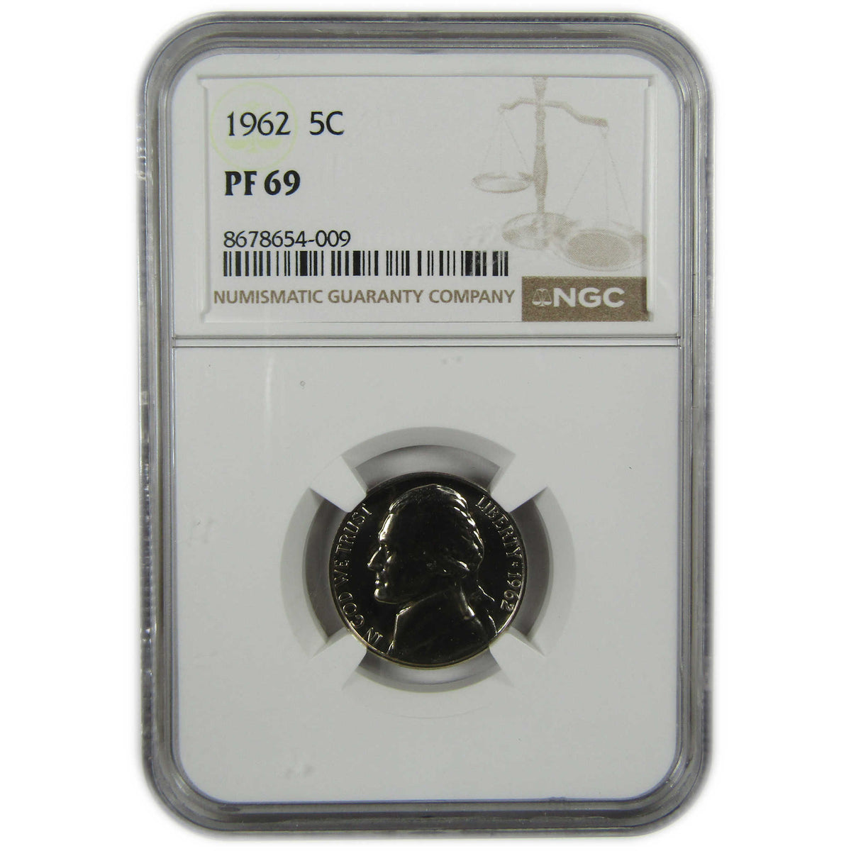 1962 Jefferson Nickel PF 69 NGC Proof 5c Coin Collectible SKU:I28791