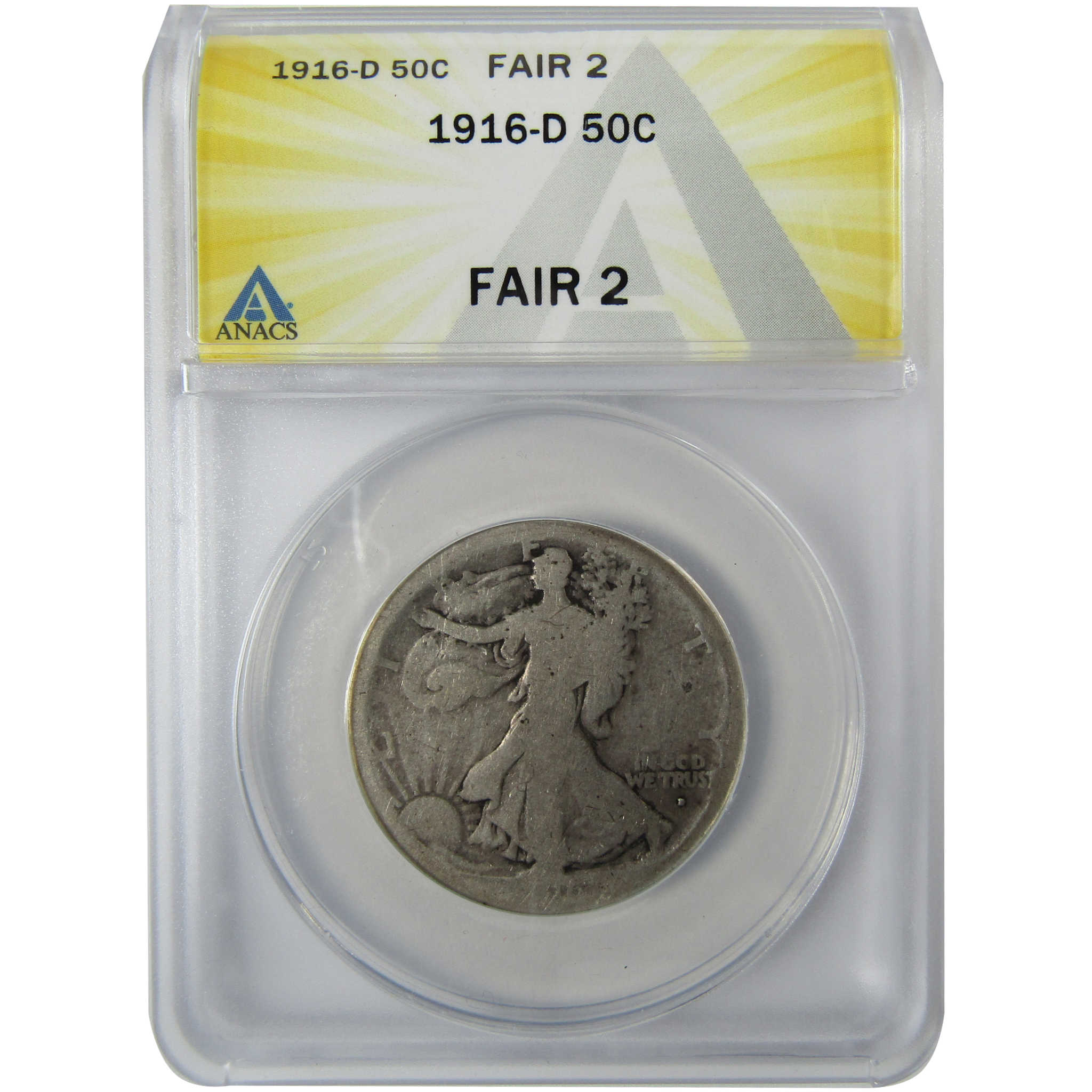 1916 D Liberty Walking Silver Half Dollar FR 2 ANACS SKU:CP814
