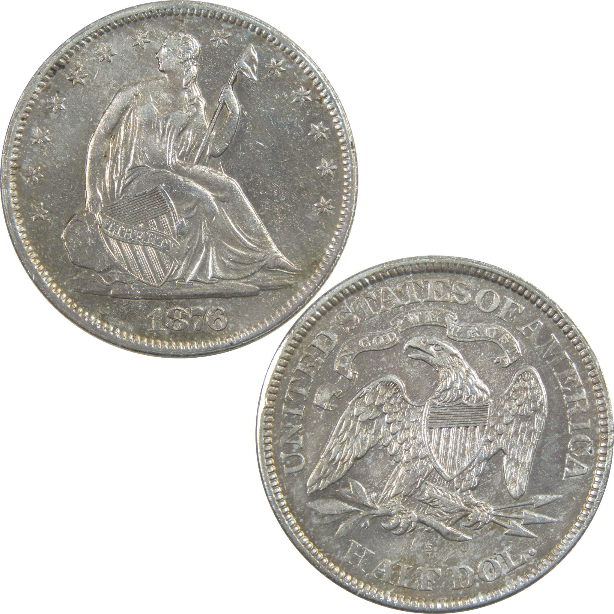 1876 S Seated Liberty Half AU About Uncirculated Details SKU:CPC8514