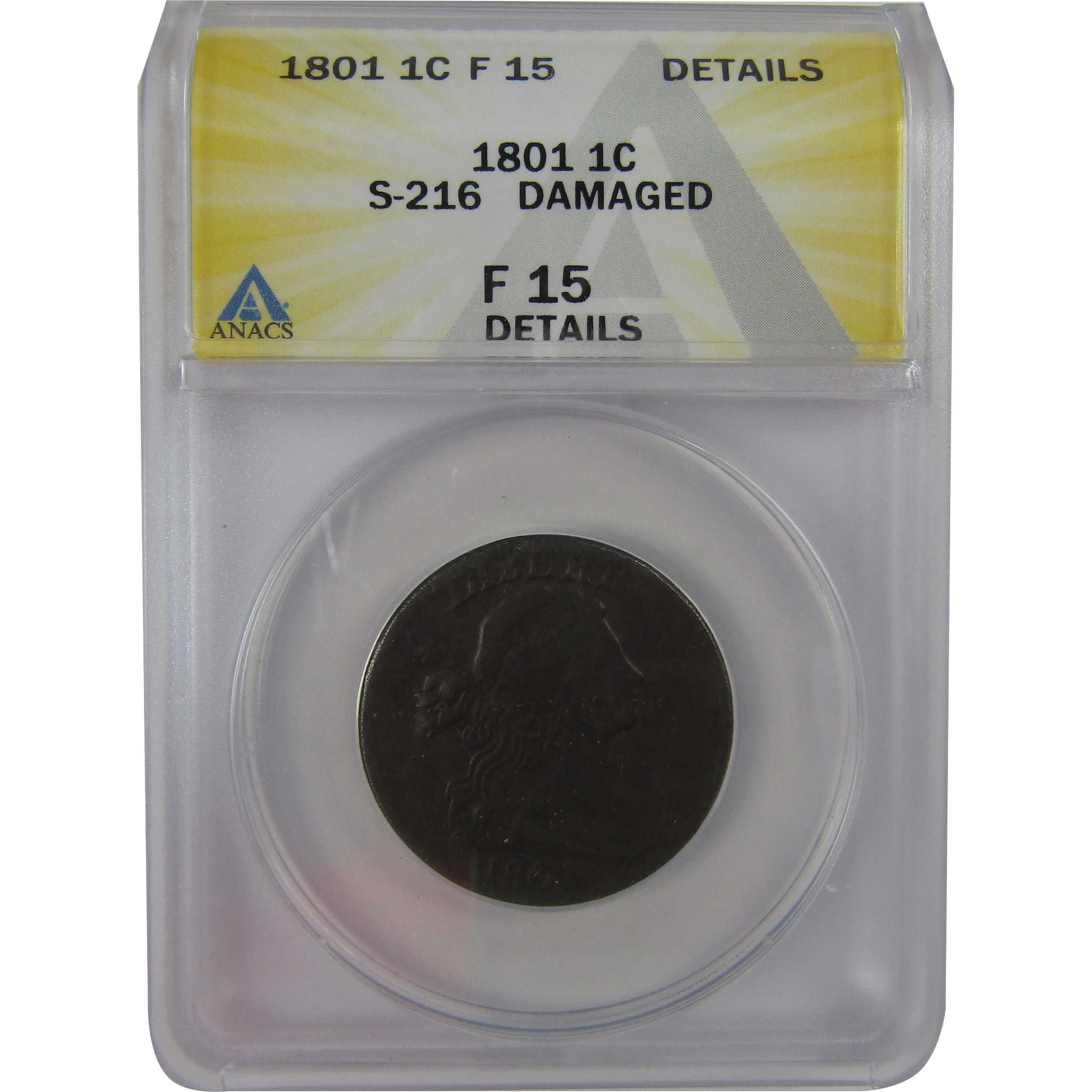 1801 Draped Bust Large Cent F 15 Details ANACS SKU:CPC1192