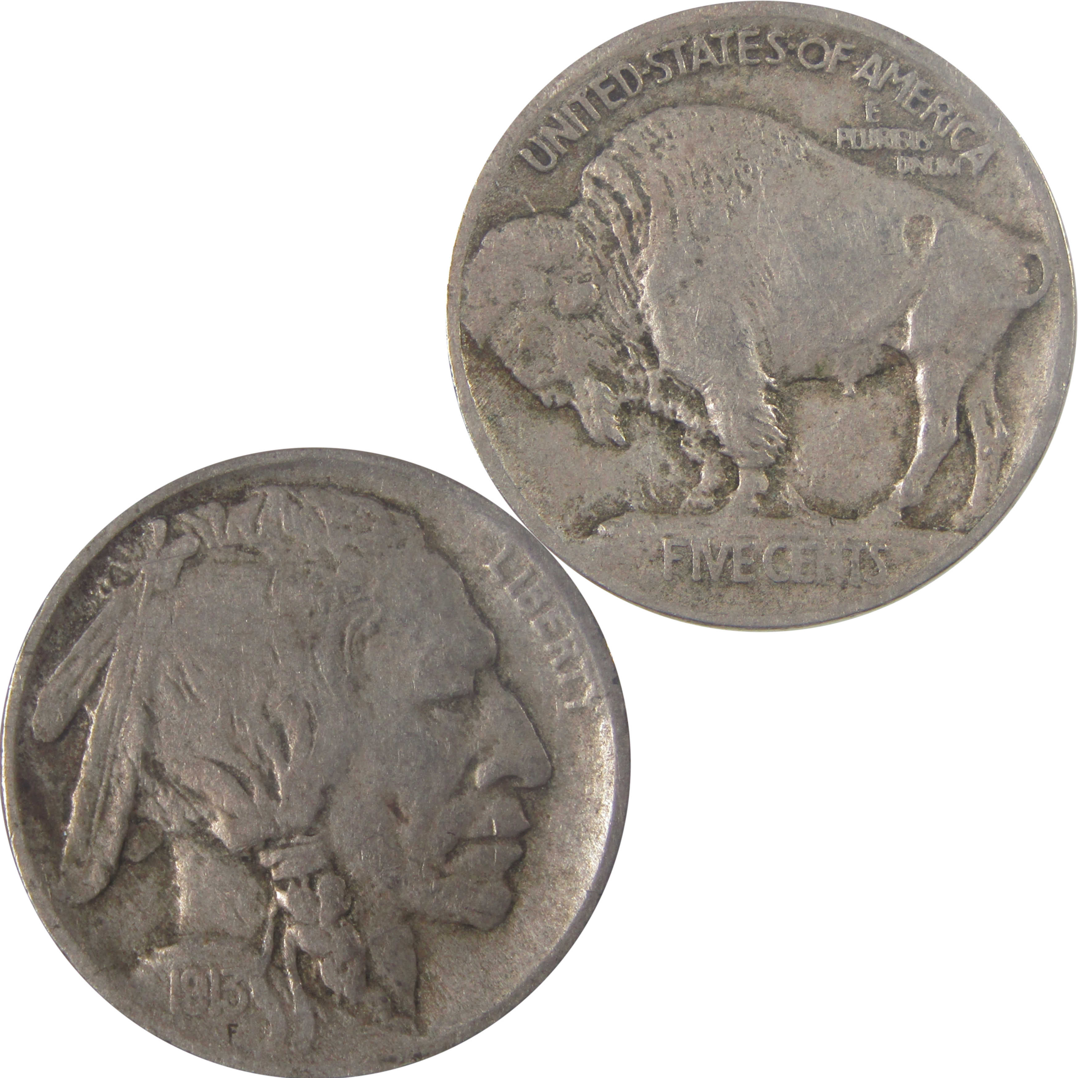 1913 Type 1 Indian Head Buffalo Nickel F Fine 5c Coin SKU:I17108