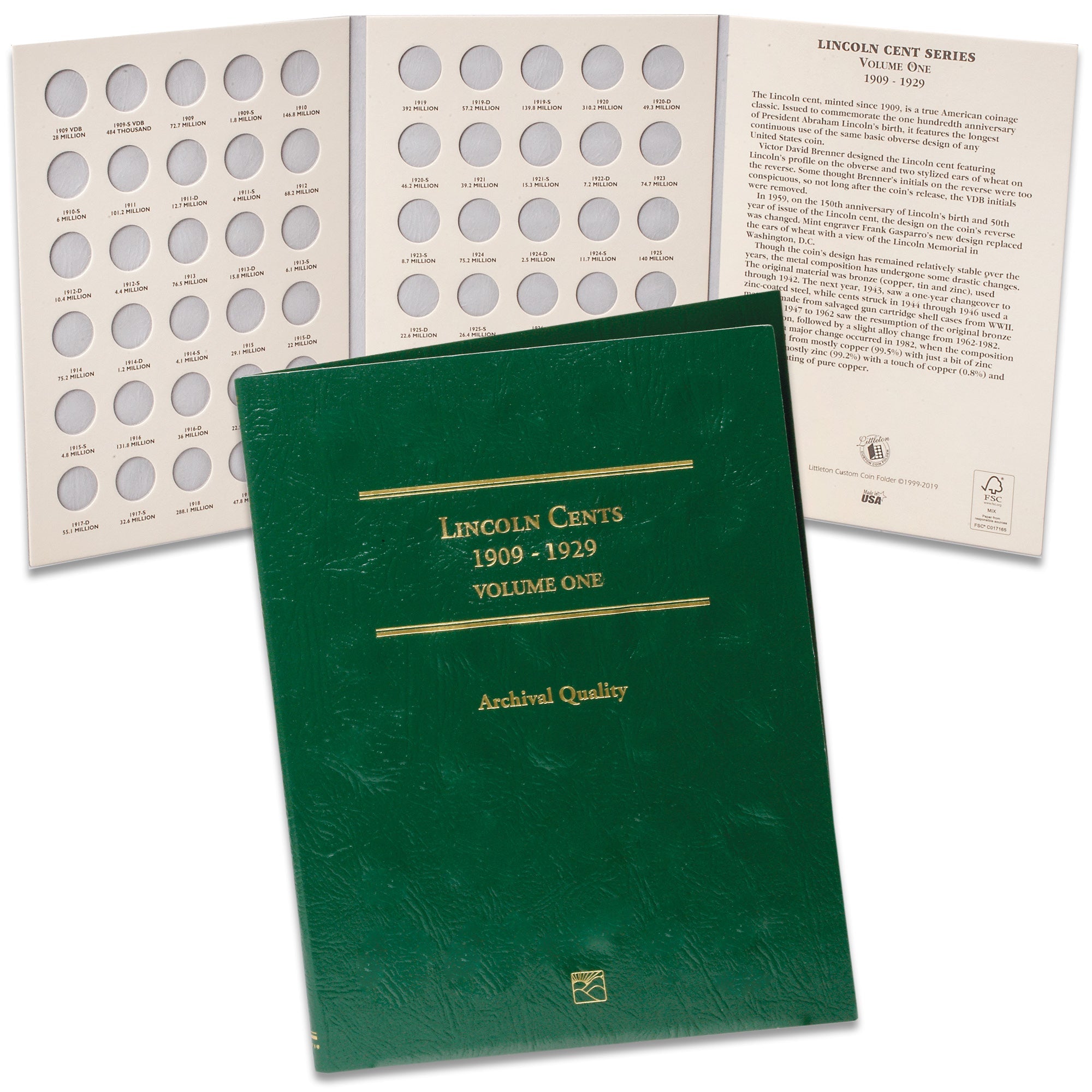 1909-1929 Lincoln Cent Folder Volume 1 Littleton Coin Company