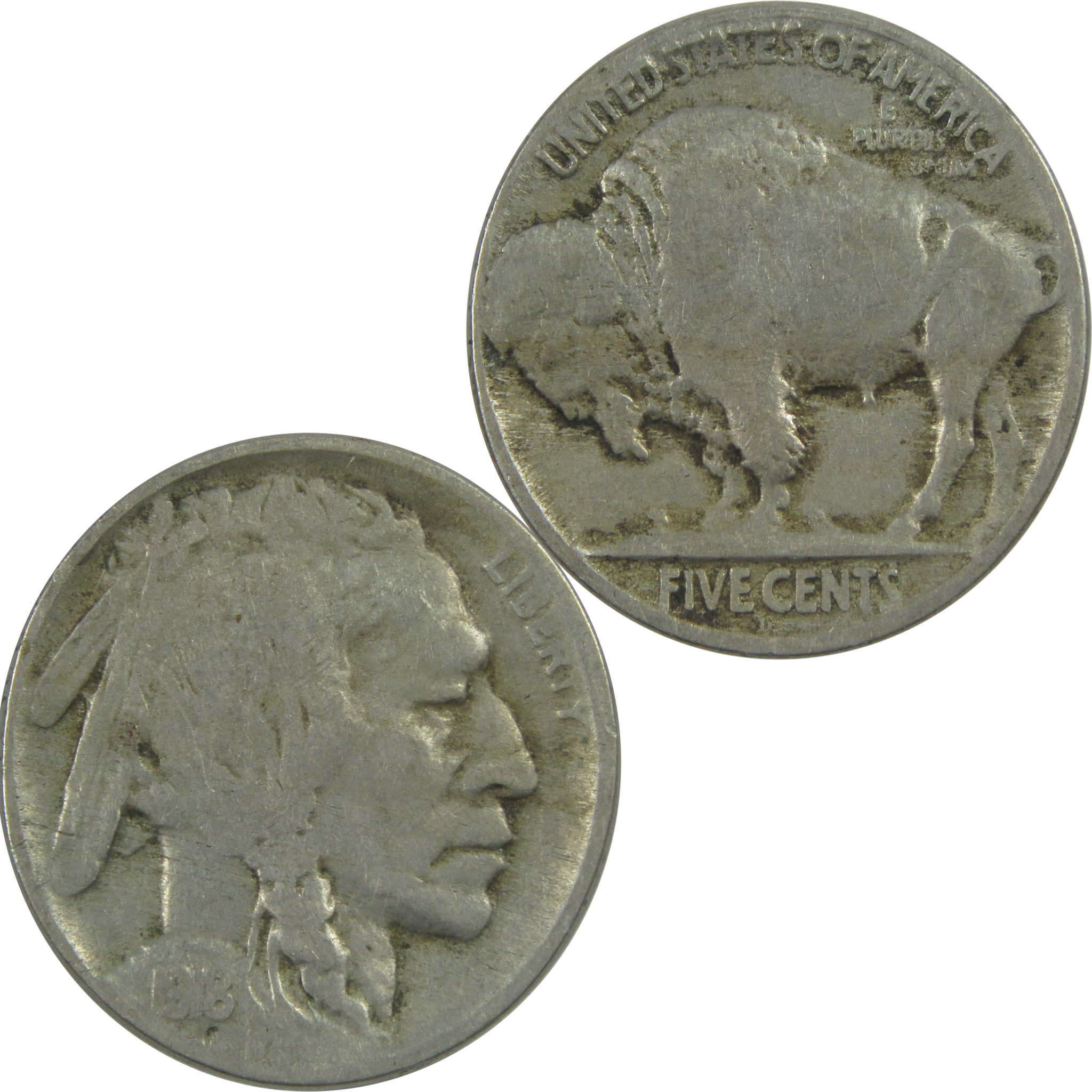 1918 D Indian Head Buffalo Nickel F Fine 5c Coin SKU:I15494