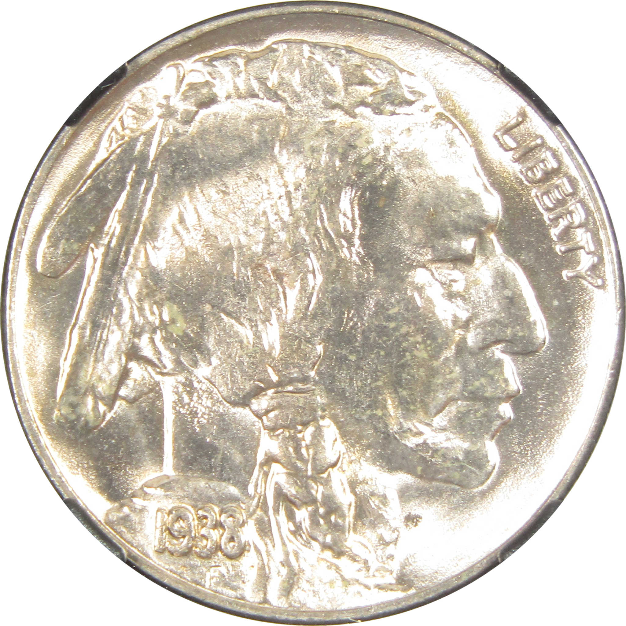 1938 D Buffalo Nickel MS 66 NGC 5c Original Bag Fragment SKU:I14585