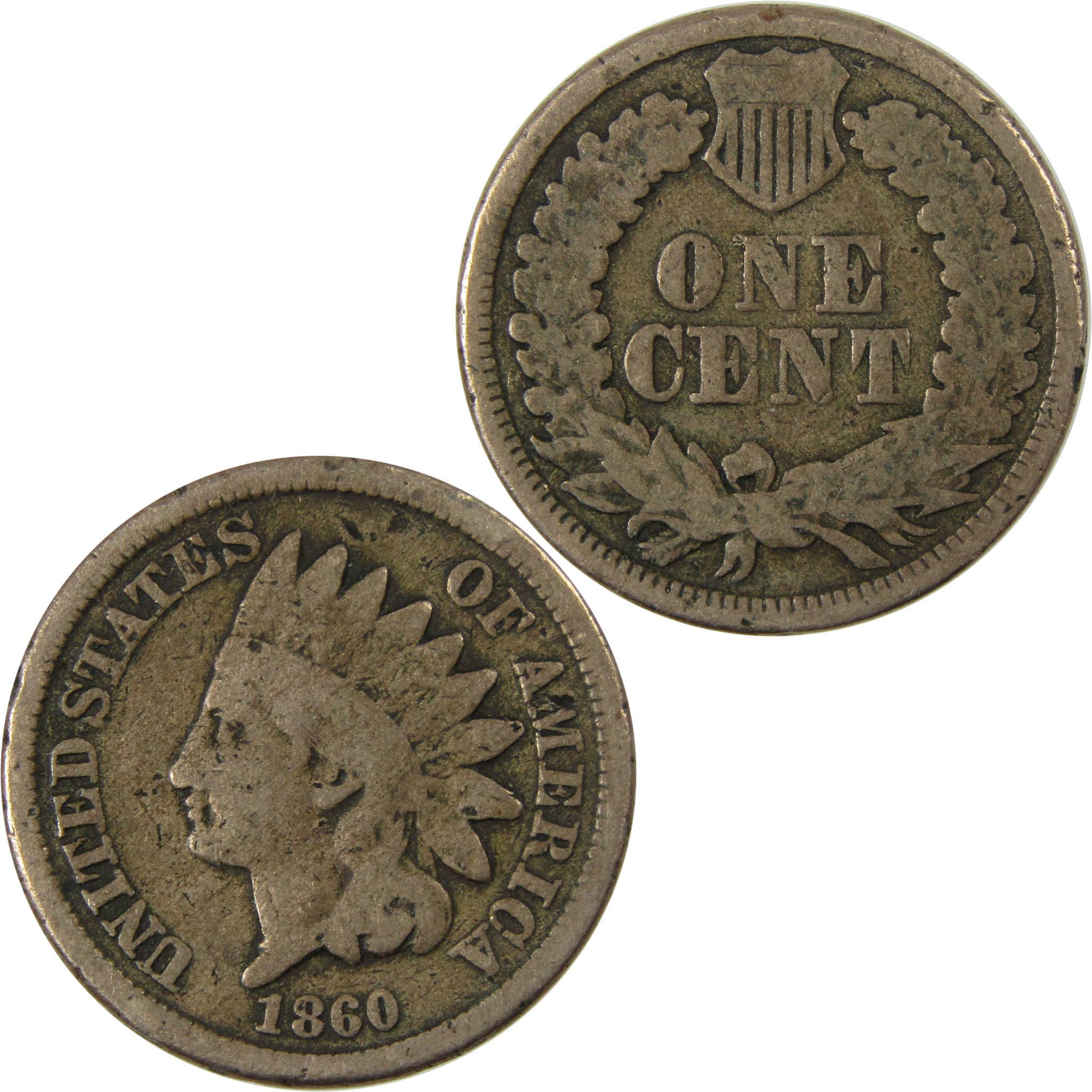 1860 Indian Head Cent G Good Penny 1c Coin SKU:CP1304