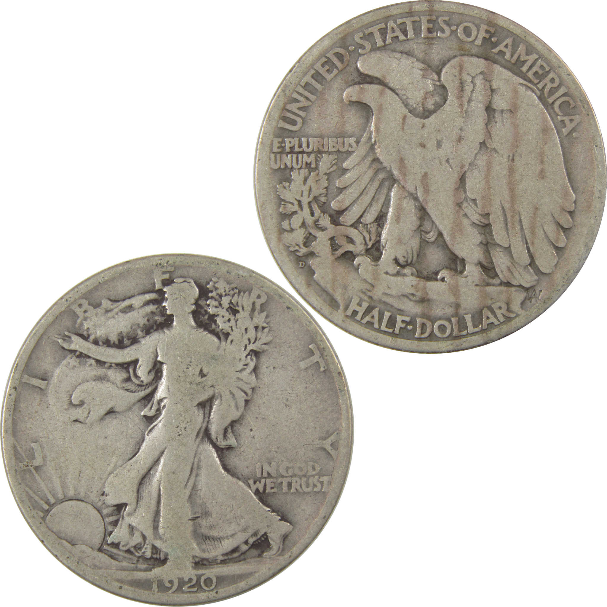 1920 D Liberty Walking Silver Half Dollar VG Very Good Coin SKU:I24151