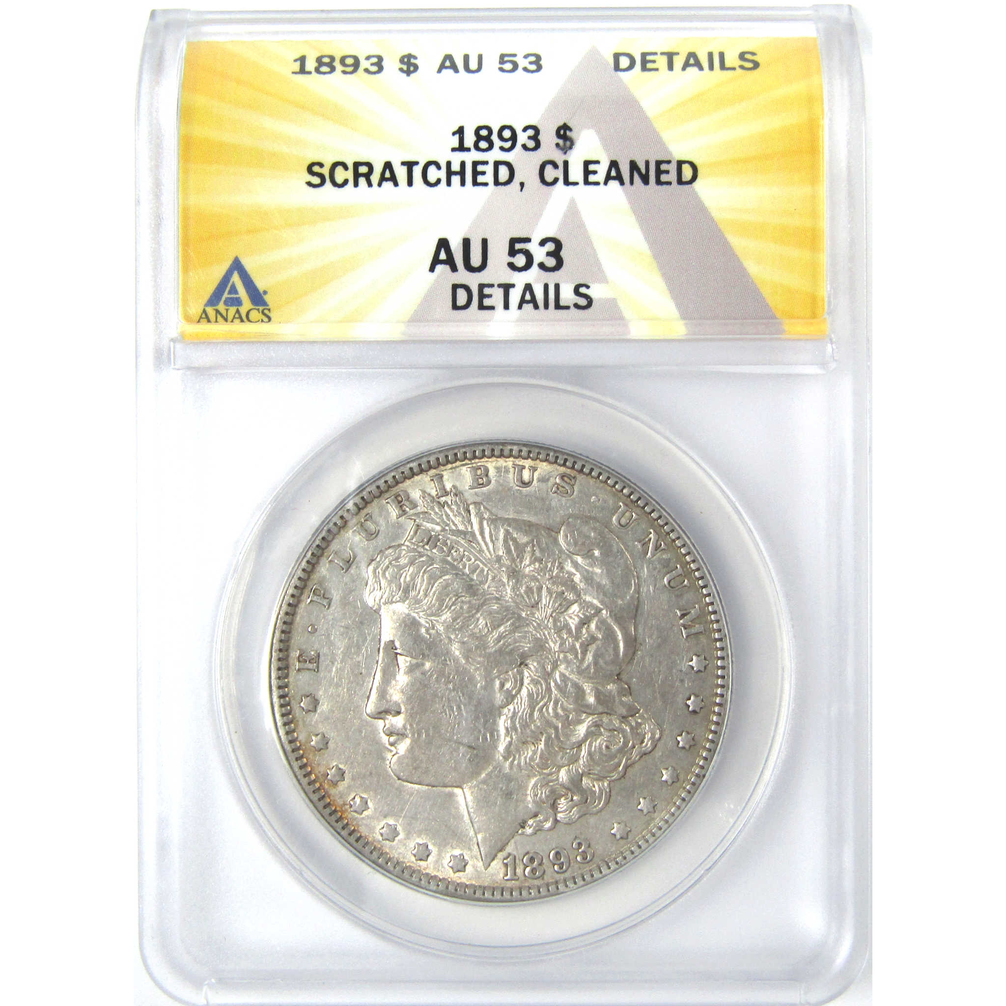 1893 Morgan Dollar AU 53 Details ANACS Silver $1 Coin SKU:I16210 - Morgan coin - Morgan silver dollar - Morgan silver dollar for sale - Profile Coins &amp; Collectibles