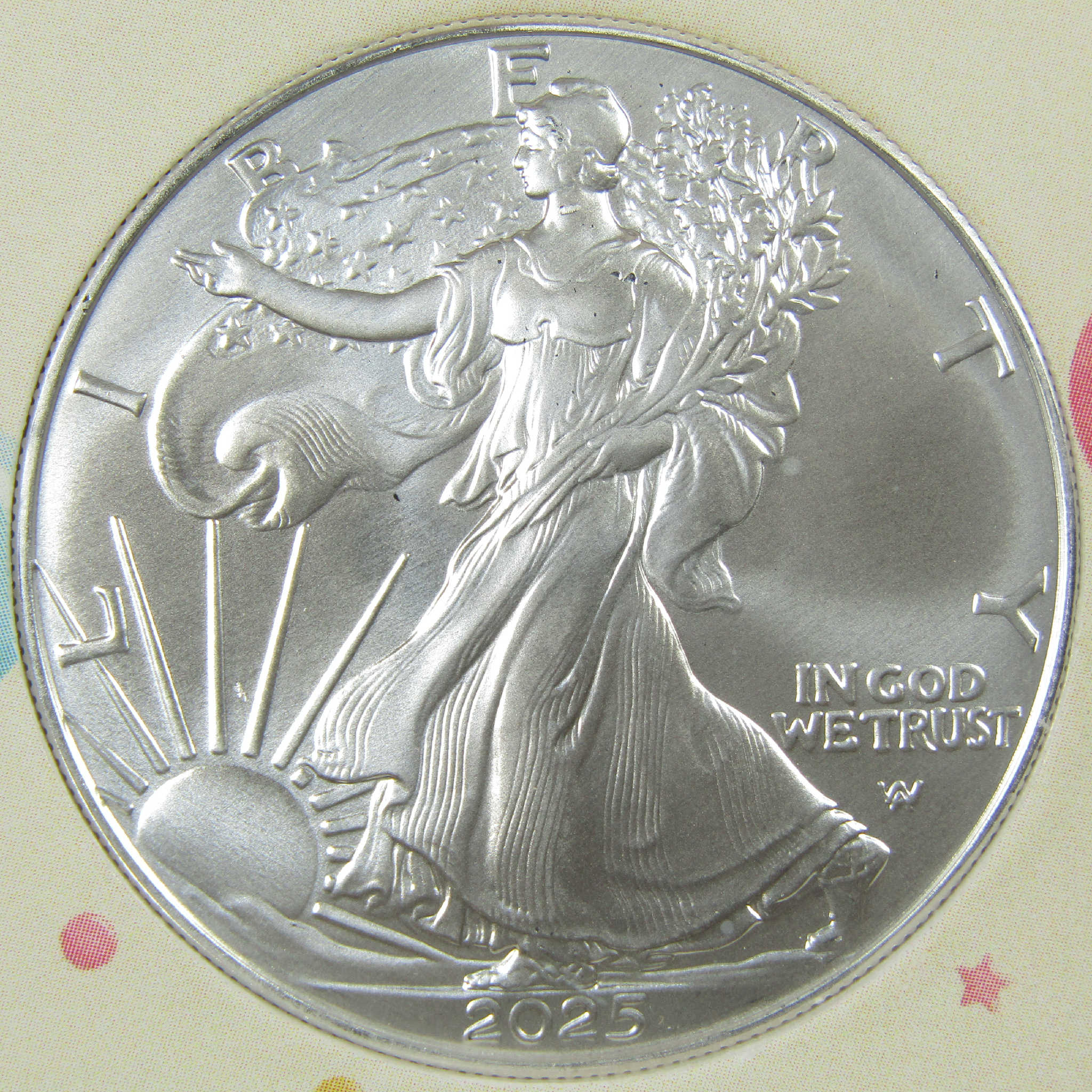 2025 American Silver Eagle Uncirculated Coin with Welcome Baby Holder