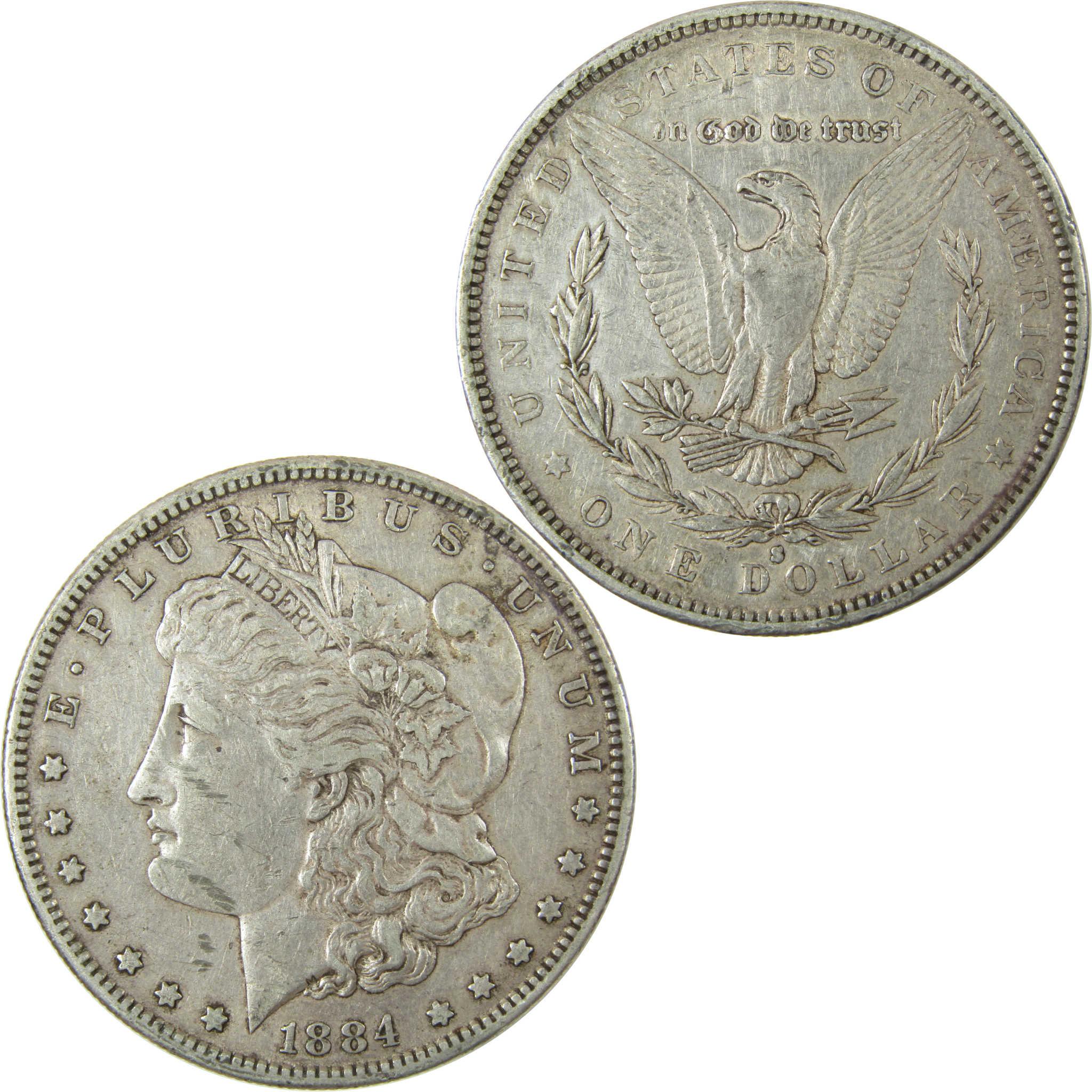 1884 S Morgan Silver Dollar VF Very Fine $1 Coin SKU:I26714 - Morgan coin - Morgan silver dollar - Morgan silver dollar for sale - Profile Coins &amp; Collectibles
