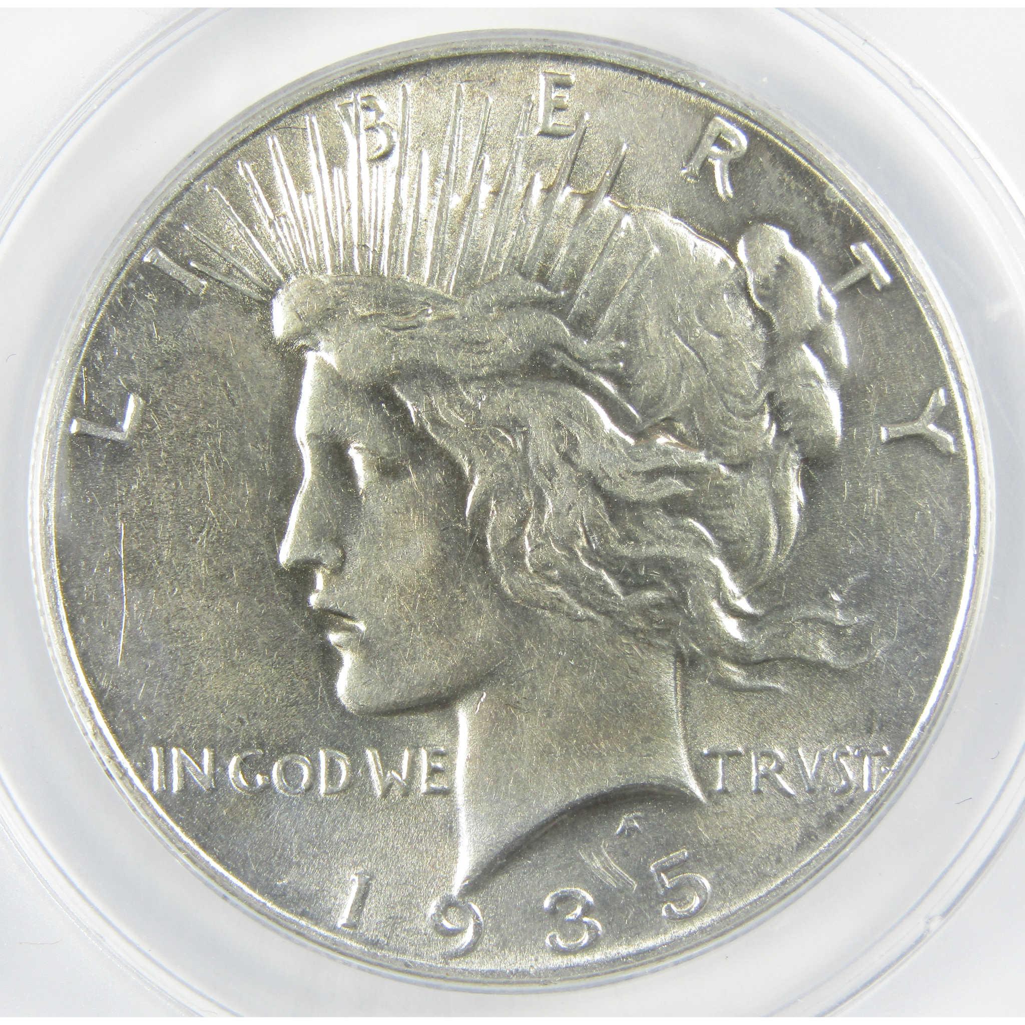 1935 Peace Silver Dollar AU 53 ANACS $1 Coin SKU:I25670