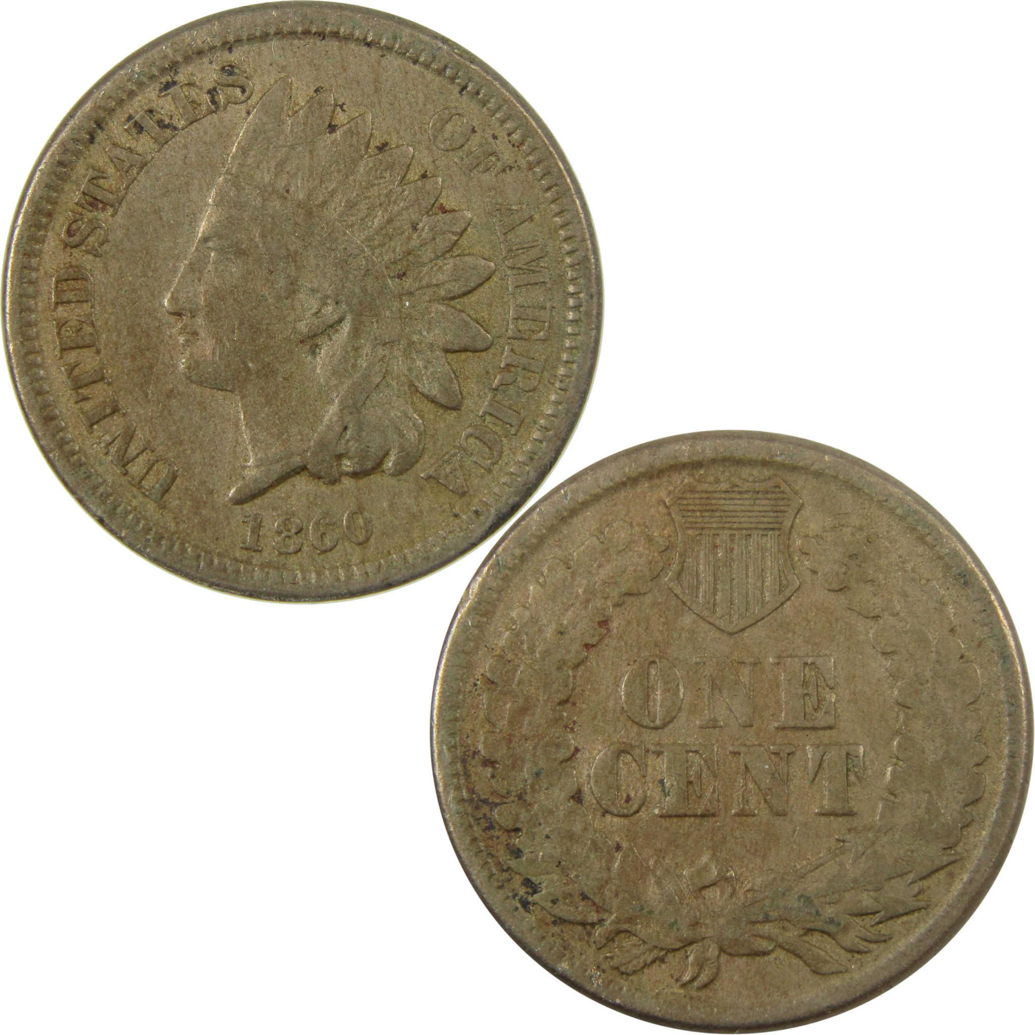 1860 Indian Head Cent VF Very Fine Details Penny 1c Coin SKU:CP1264